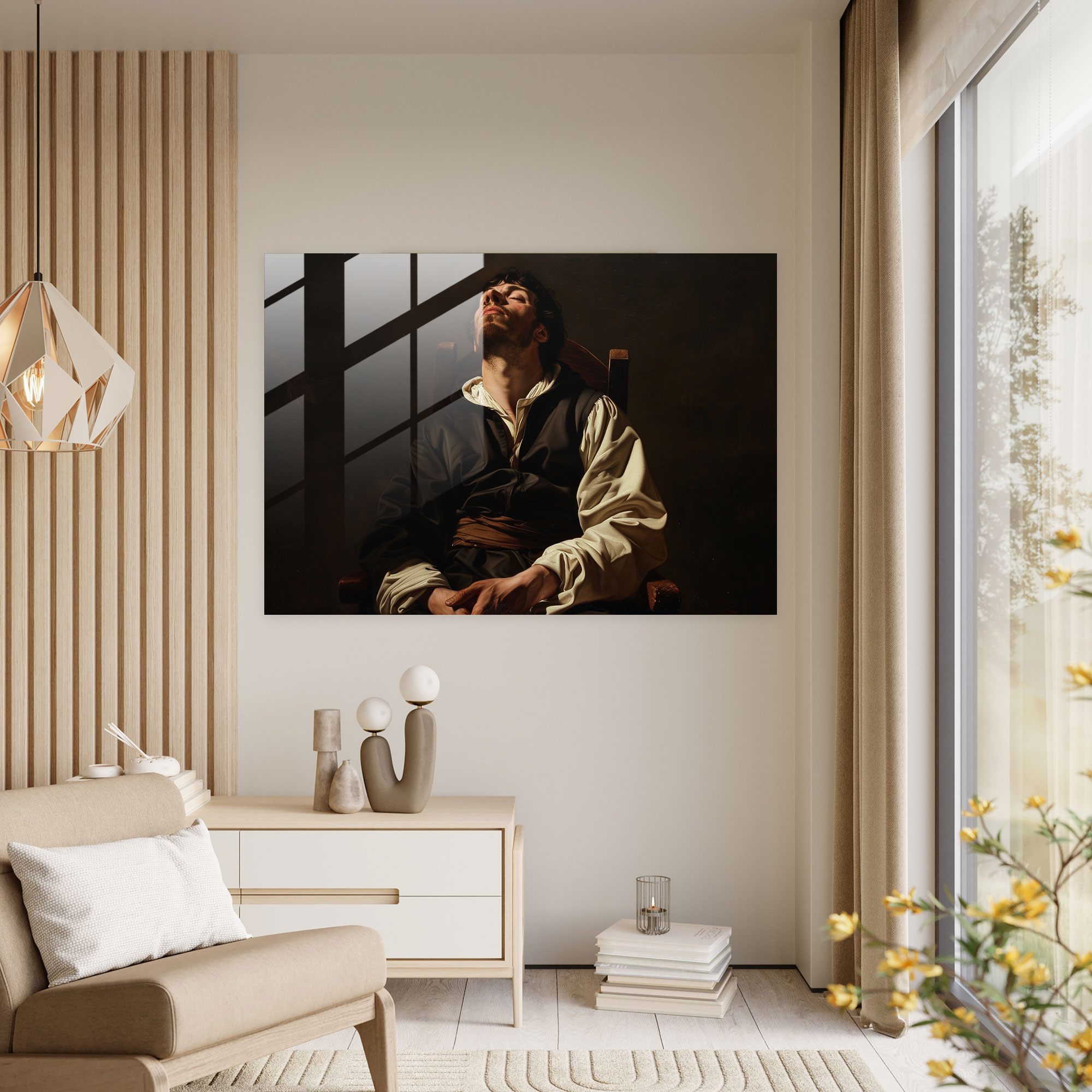 Caravaggio Tarzı Cam Sanatı - Duvar Sanatı Cam Tablo