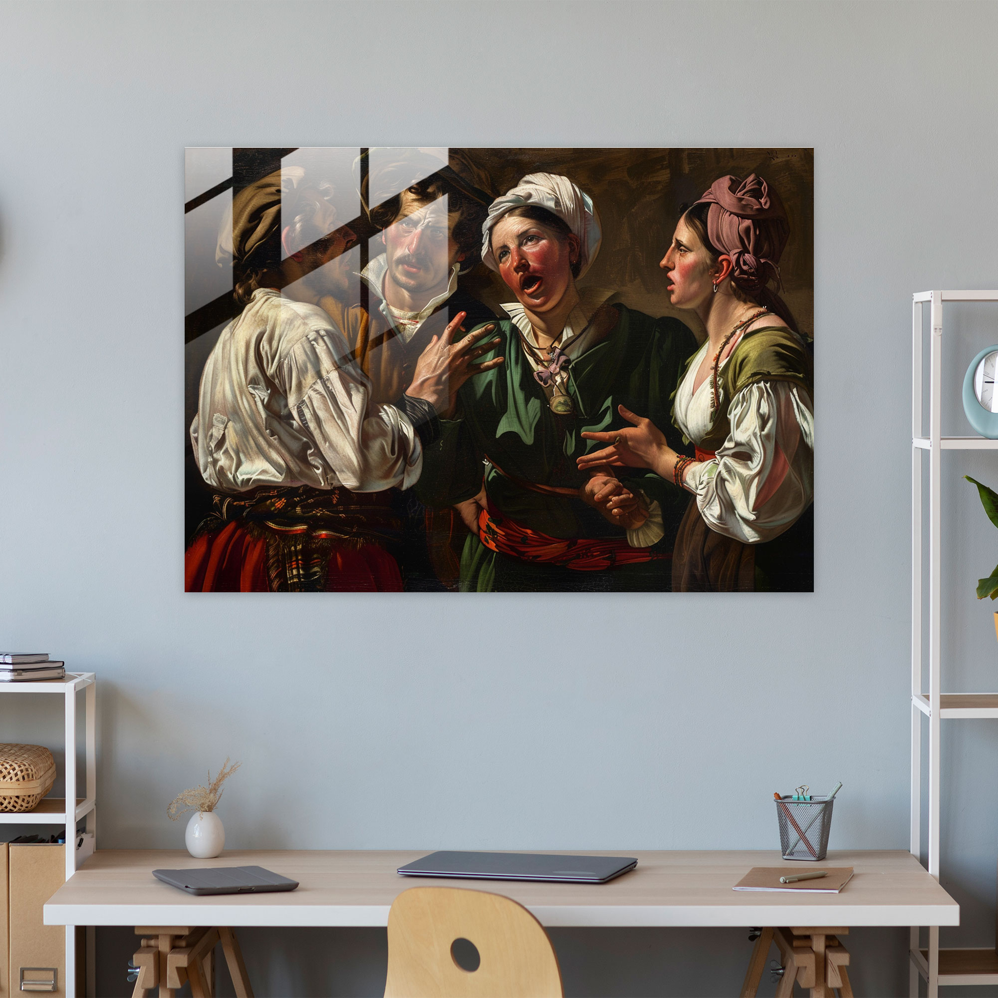Cam Sanatı - Isınmış Tartışma Grubu - Caravaggio Cam Sanatı Dramatik Sahne Caravaggio Tarzı