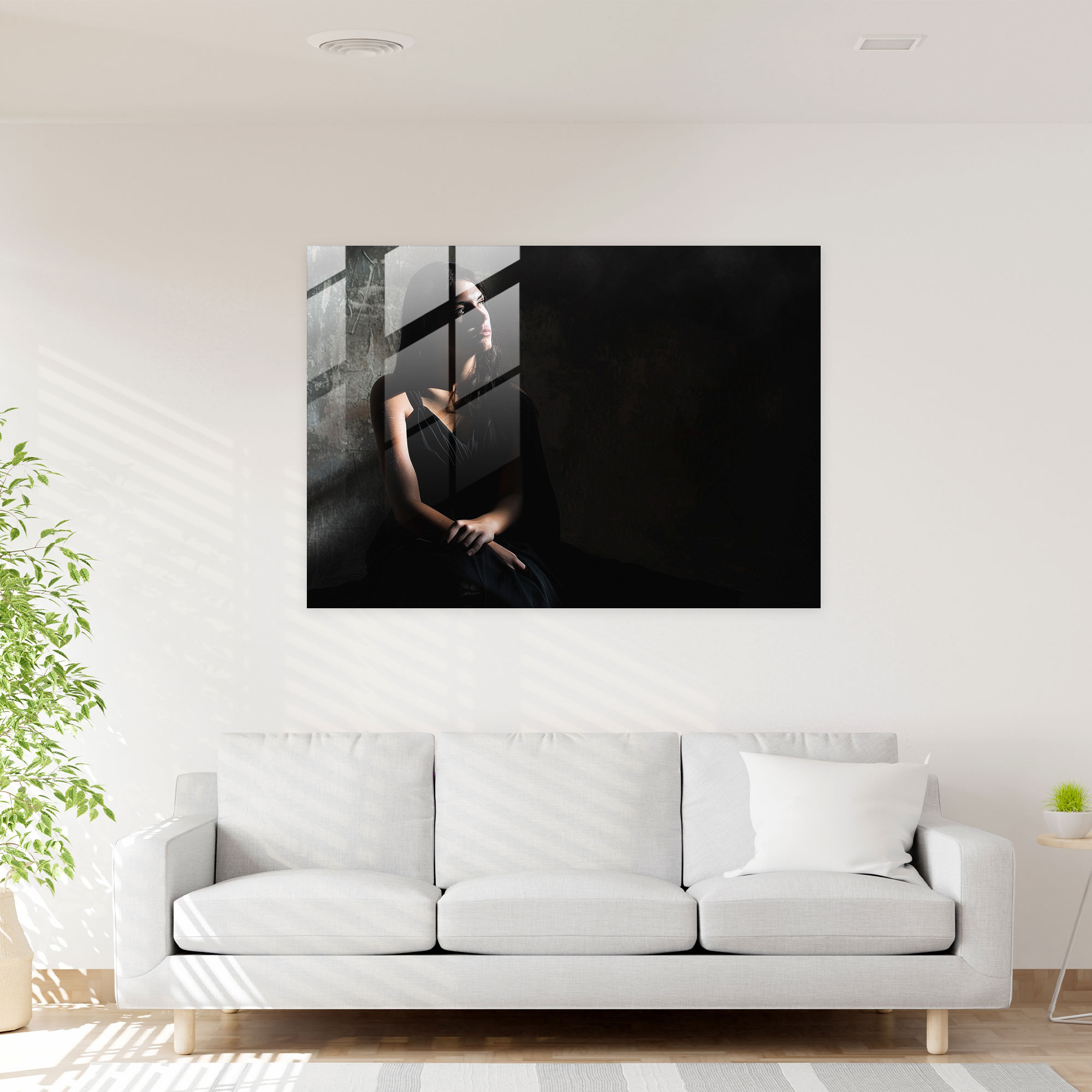 Caravaggio Tarzı Modern Sanat: Derin Düşüncelerdeki Figür - Cam Tablo Cam Duvar Sanatı Yumuşak Aydınlatma