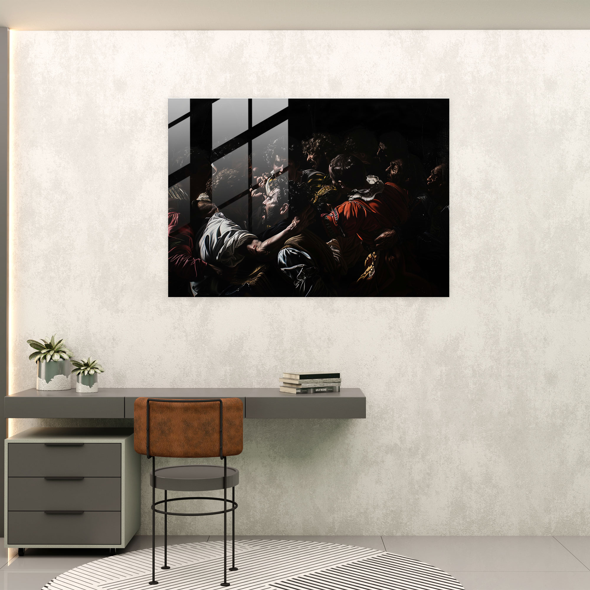 Caravaggio Tarzı Cam Tablo - Caravaggio Cam Sanatı Duvar Dekorasyonu