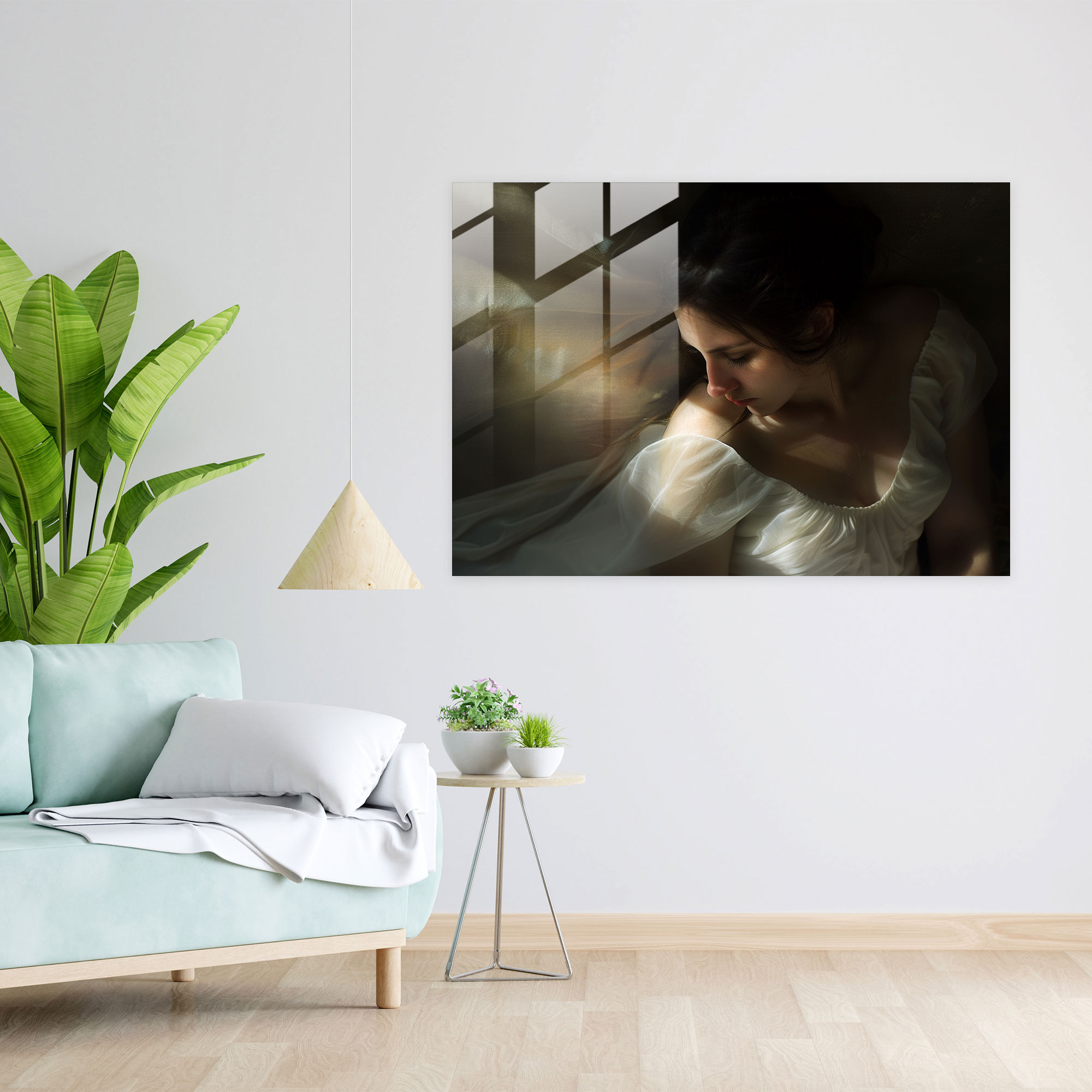 Caravaggio Tarzı Cam Duvar Sanatı - Ev Dekorasyonu Aydınlatma Eterik