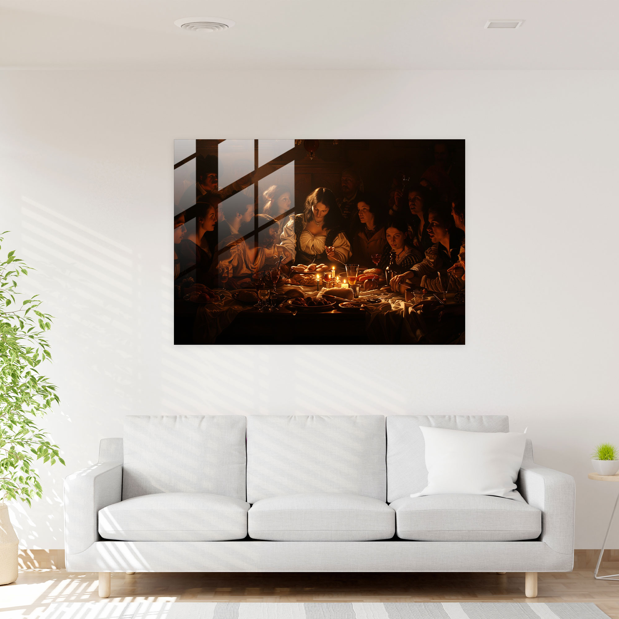 Caravaggio Tarzı Cam Tablo - Caravaggio Cam Duvar Sanatı Cam Sanatı Ev Dekorasyonu