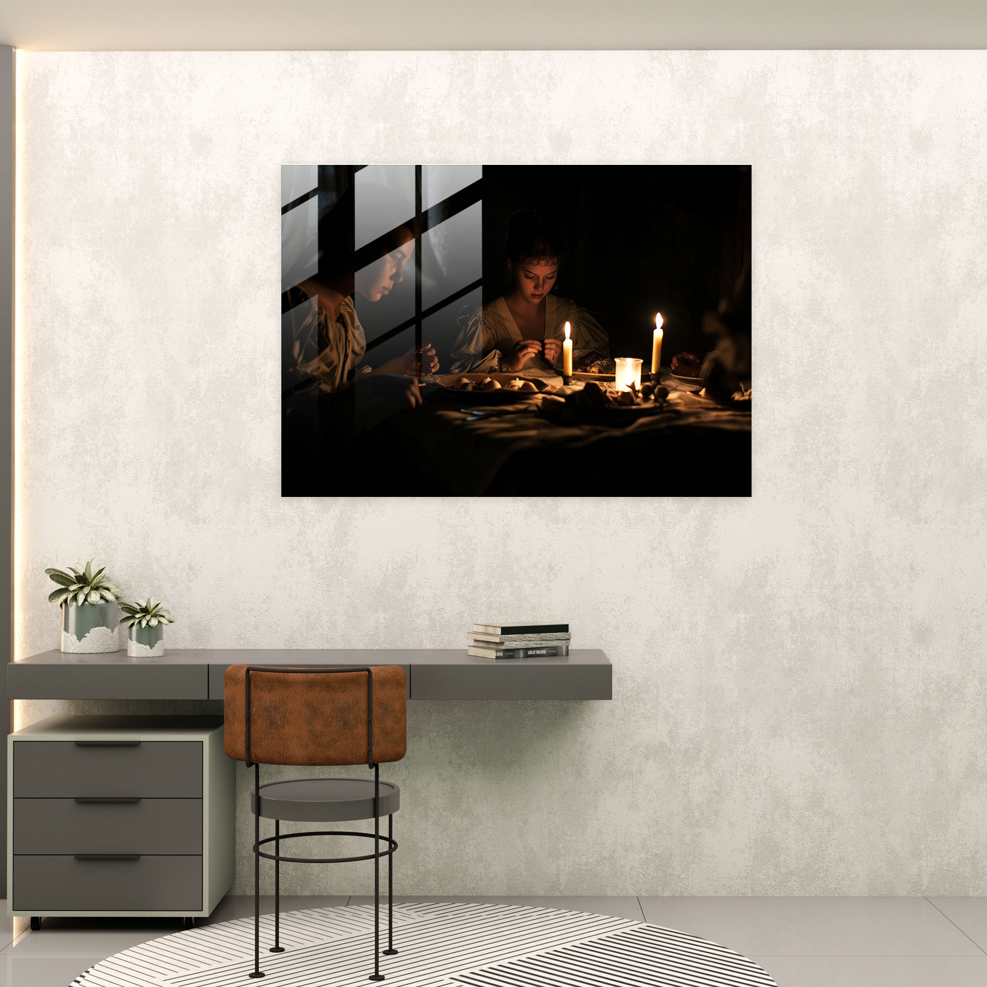 Caravaggio Tarzı Cam Sanatı - Modern Sanat Ev Dekorasyonu Cam Duvar Sanatı