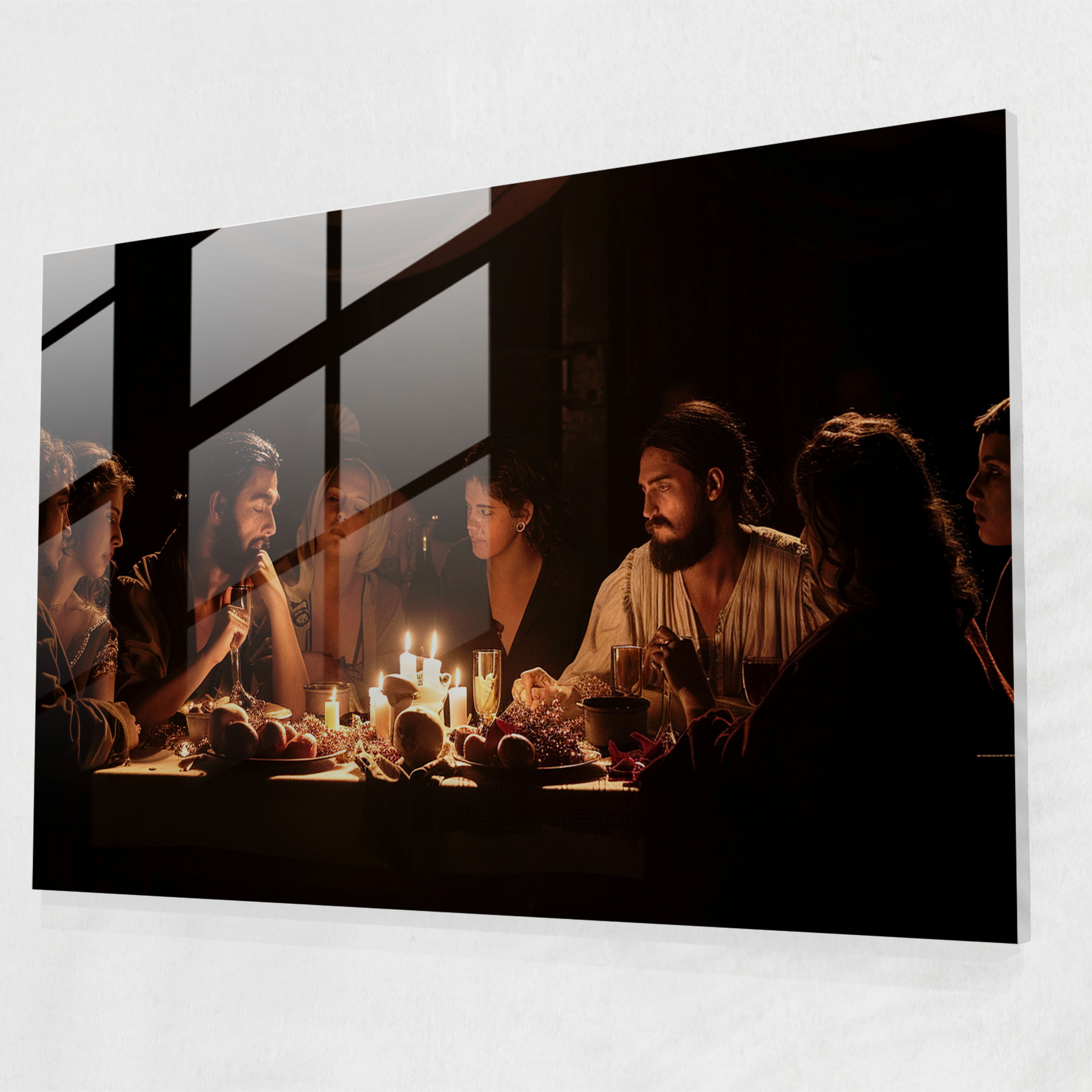 Caravaggio Tarzı Cam Tablo - Masa Başında Toplu İnsan Grubu - Caravaggio Cam Duvar Sanatı Caravaggio Tarzı Sanat Cam Sanat