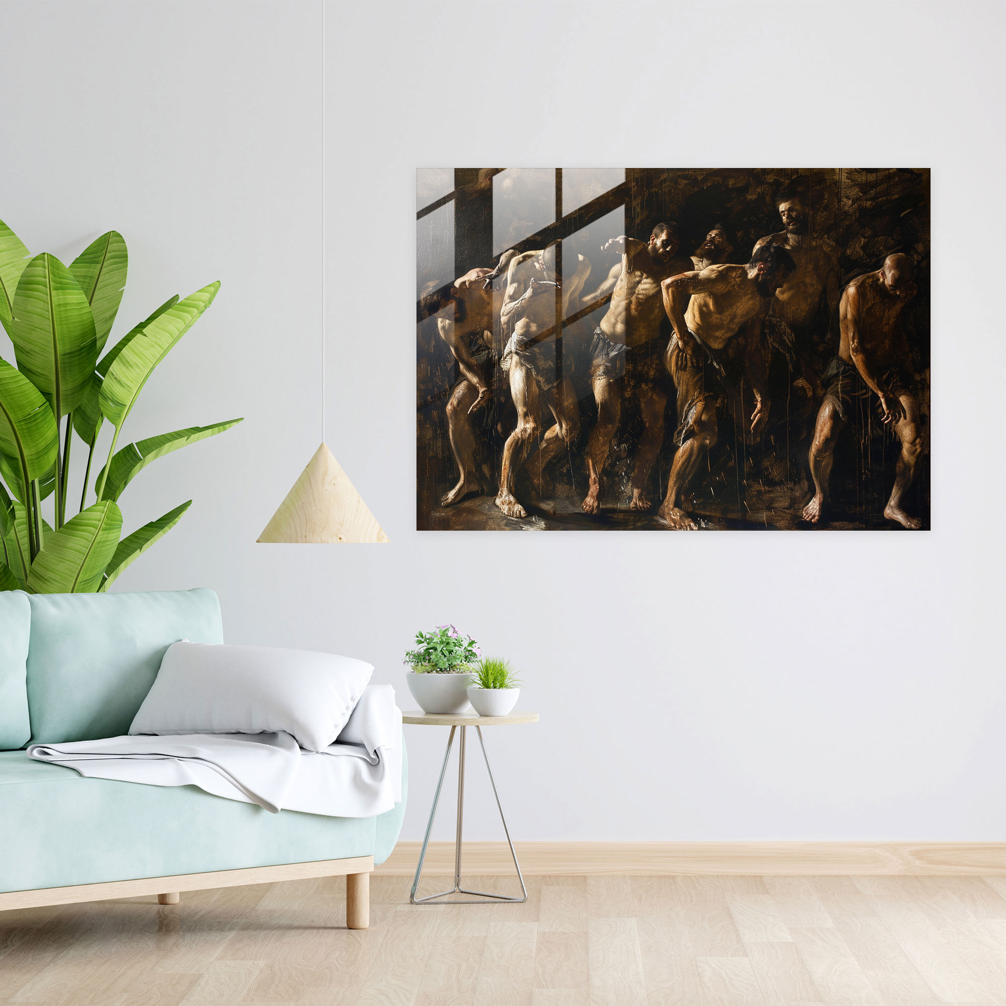 Caravaggio Tarzı Ev Dekorasyonu - Dramatik Duruşlarda Figürler Grubu - Ev Dekorasyonu Cam Tablo Sanatı Modern Sanat