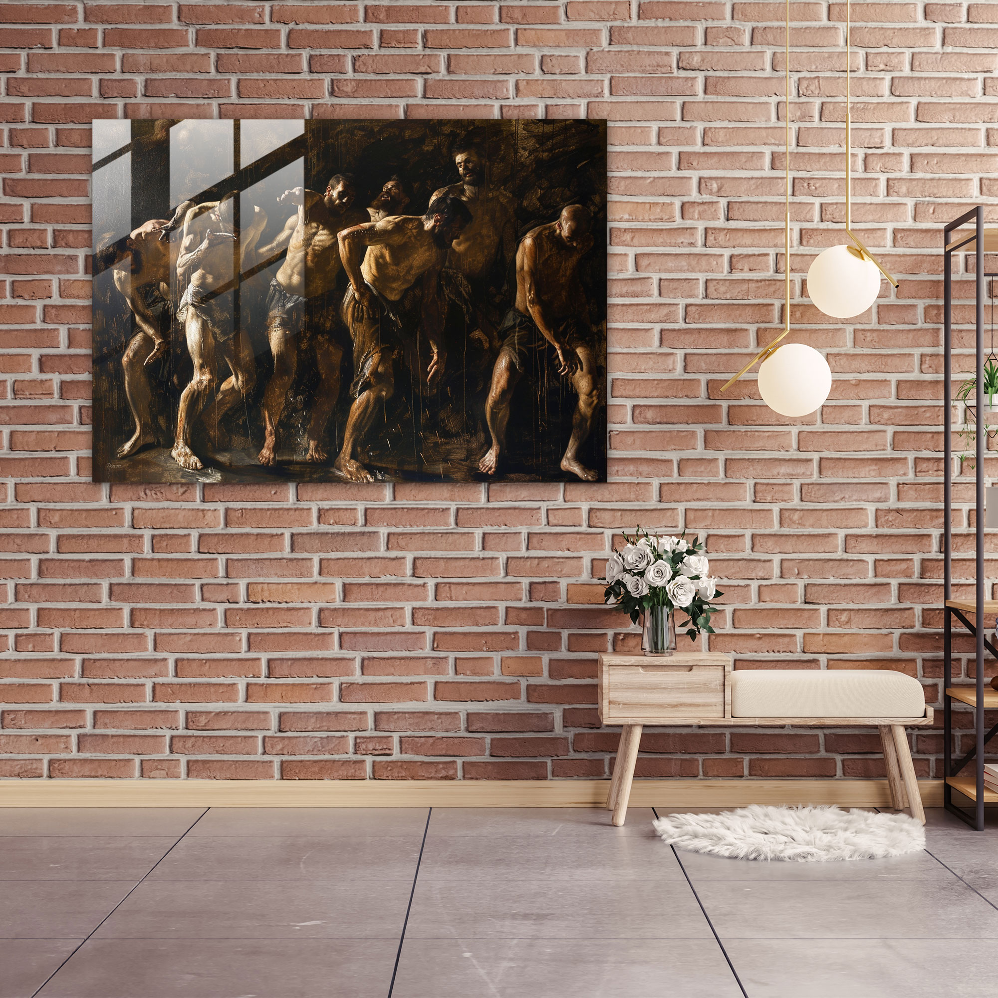Caravaggio Tarzı Ev Dekorasyonu - Dramatik Duruşlarda Figürler Grubu - Ev Dekorasyonu Cam Tablo Sanatı Modern Sanat