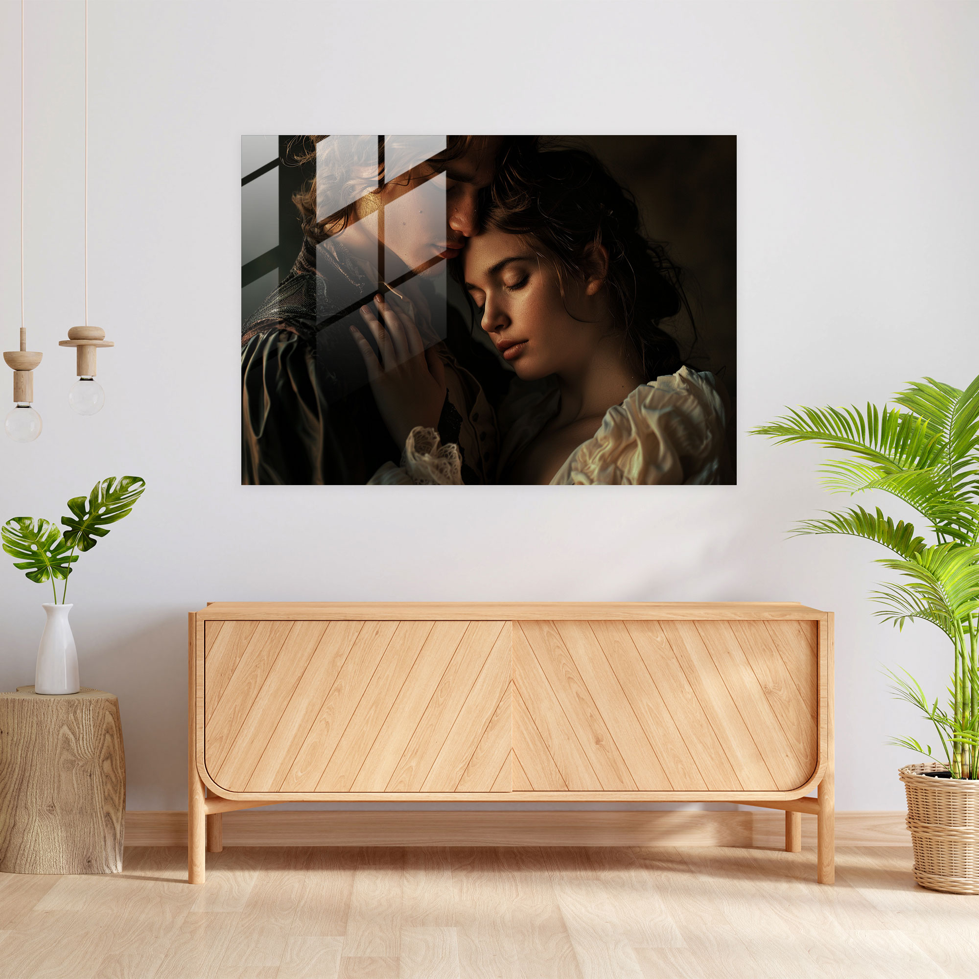 Romantik Caravaggio Tarzı Cam Tablo - Caravaggio Duvar Dekorasyonu Modern Sanat