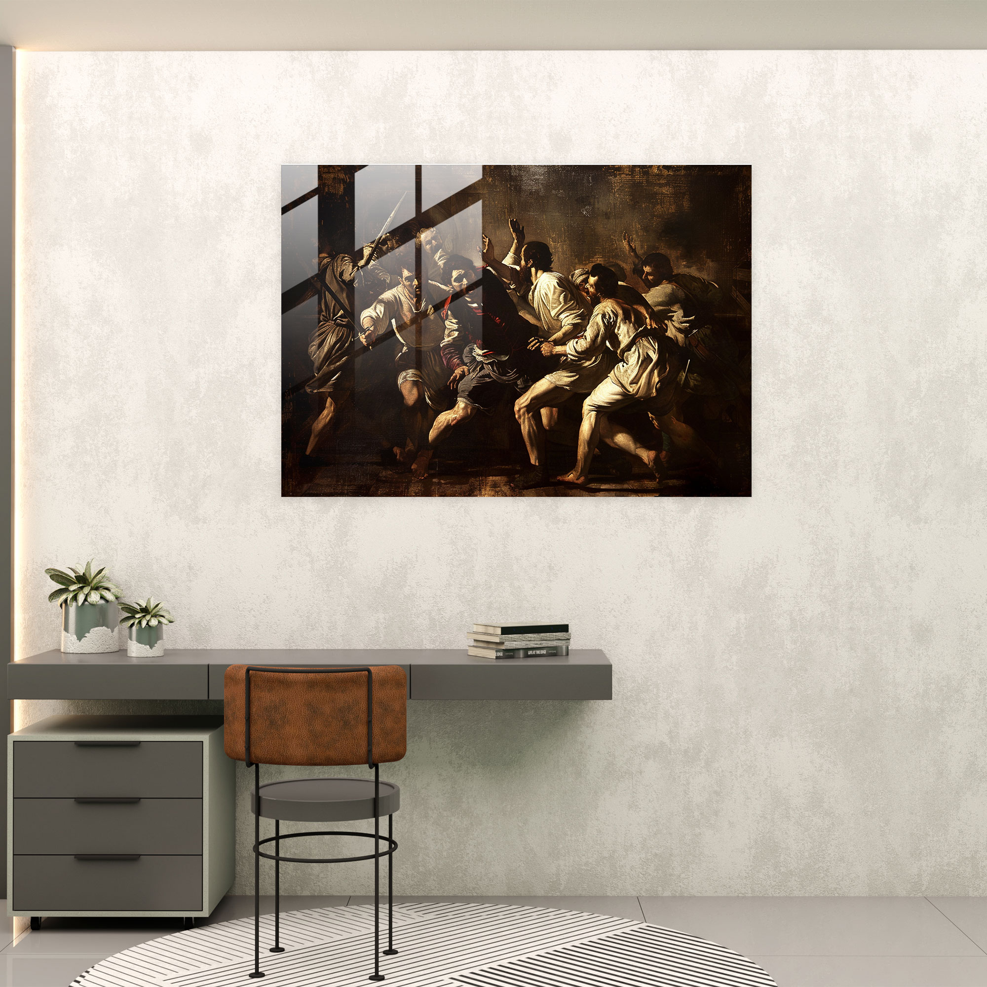 Caravaggio Tarzı Cam Duvar Sanatı - Tarihi Olaylar Modern Sanat Ev Dekorasyonu