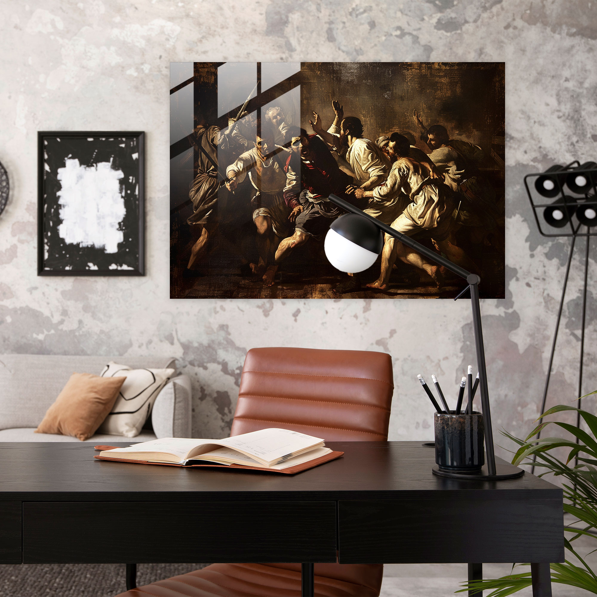 Caravaggio Tarzı Cam Duvar Sanatı - Tarihi Olaylar Modern Sanat Ev Dekorasyonu