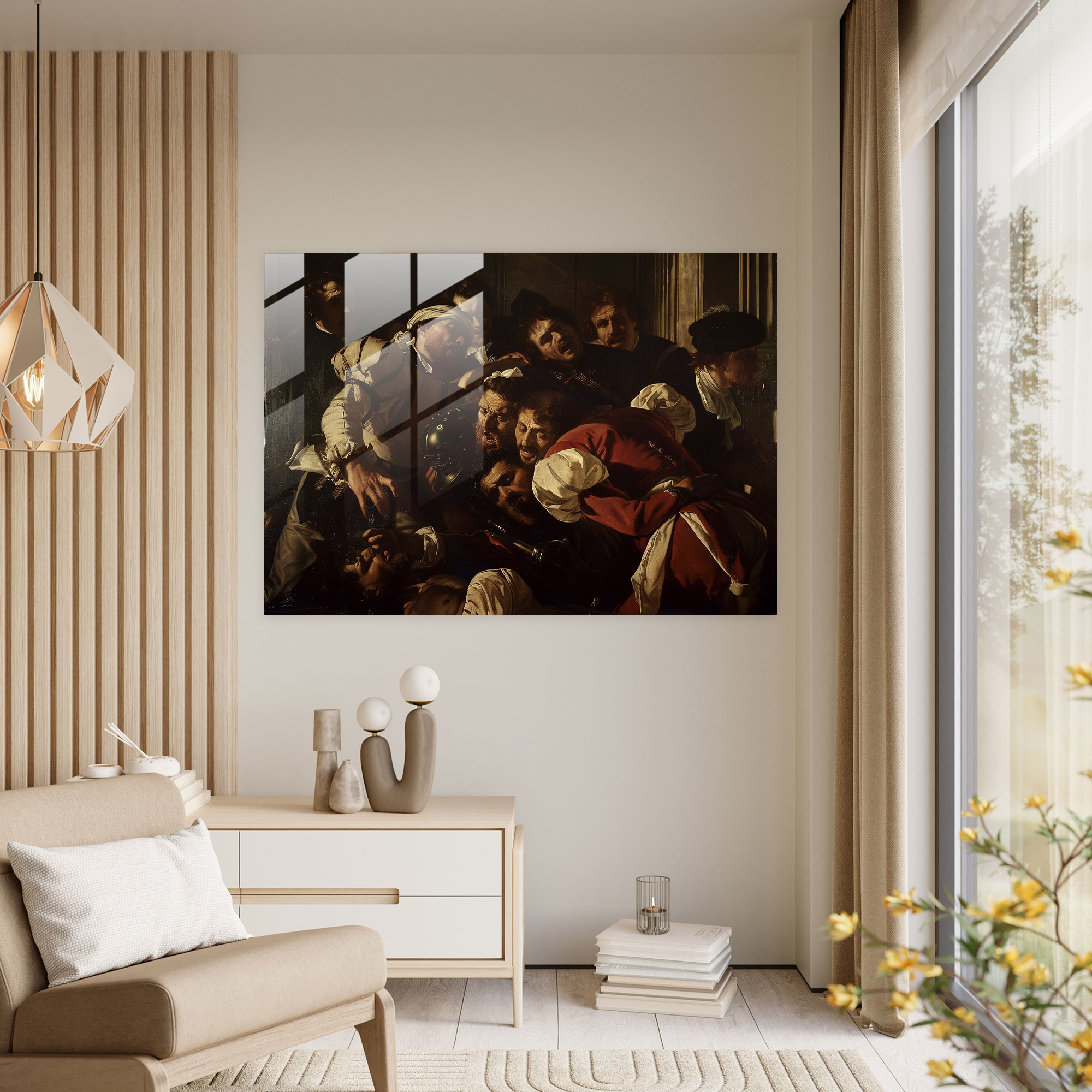 Caravaggio Tarzı Duvar Dekorasyonu - Cam Tablo Modern Sanat