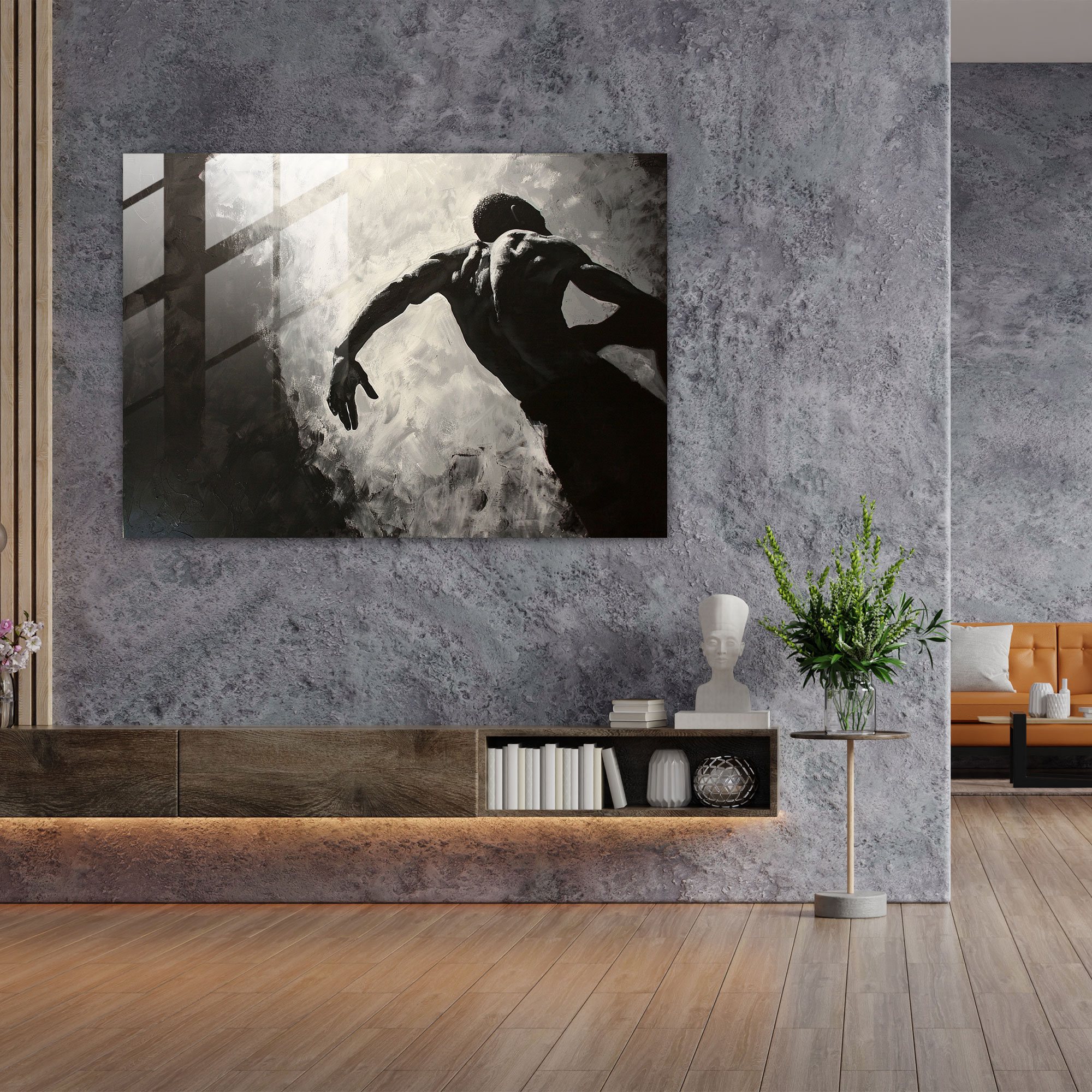 Caravaggio Tarzı Cam Sanatı - Ev Dekorasyonu Cam Duvar Sanatı Modern Sanat