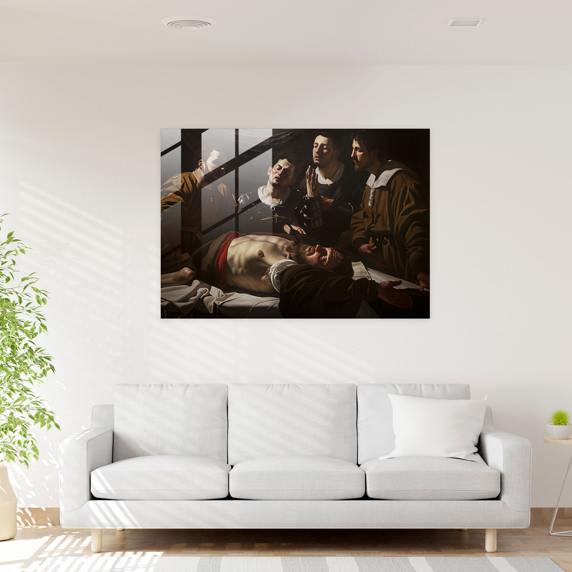 Caravaggio Tarzı Cam Duvar Sanatı - Modern Sanat Cam Tablo
