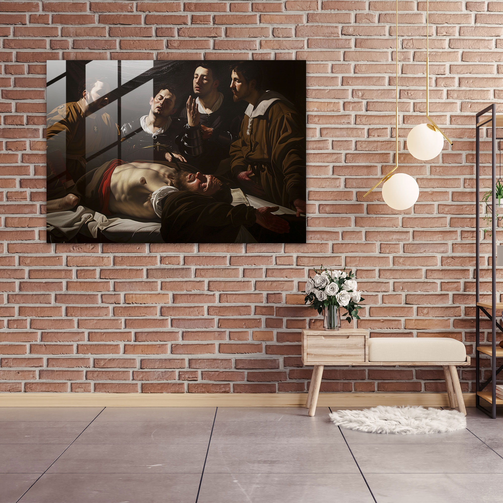 Caravaggio Tarzı Cam Duvar Sanatı - Modern Sanat Cam Tablo