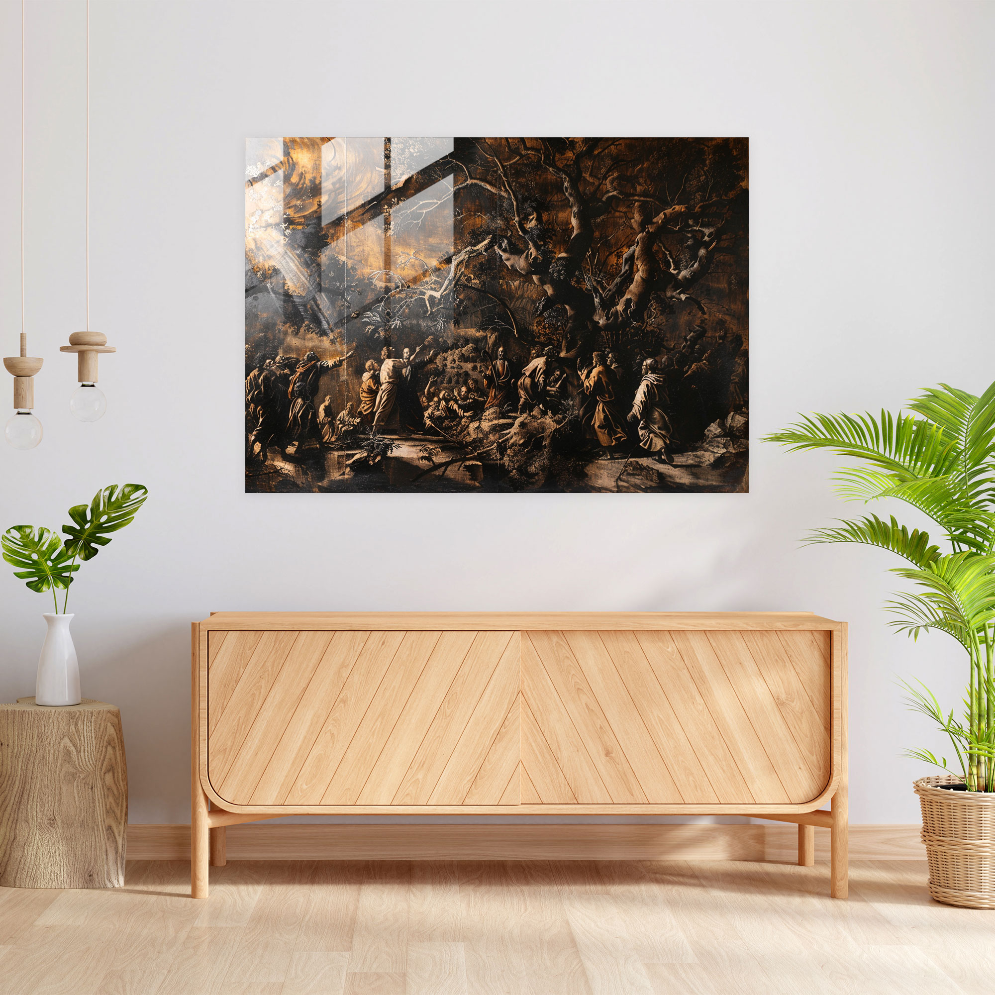 Caravaggio Tarzı Cam Duvar Sanatı - Ev Dekorasyonu Cam Duvar Sanatı