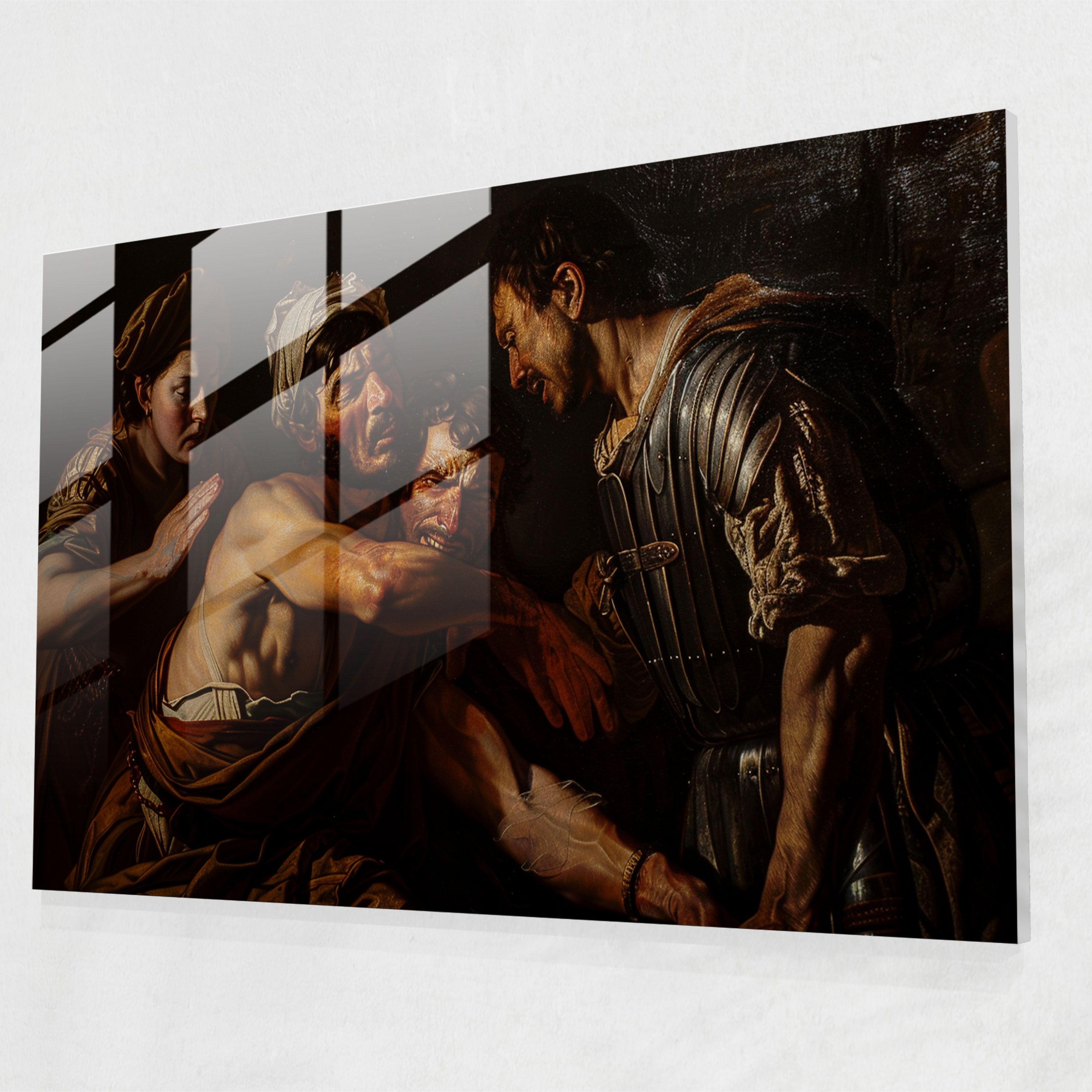 Caravaggio Tarzı Ev Dekorasyonu - Caravaggio Ev Dekorasyonu Cam Tablo Yoğun Sanat