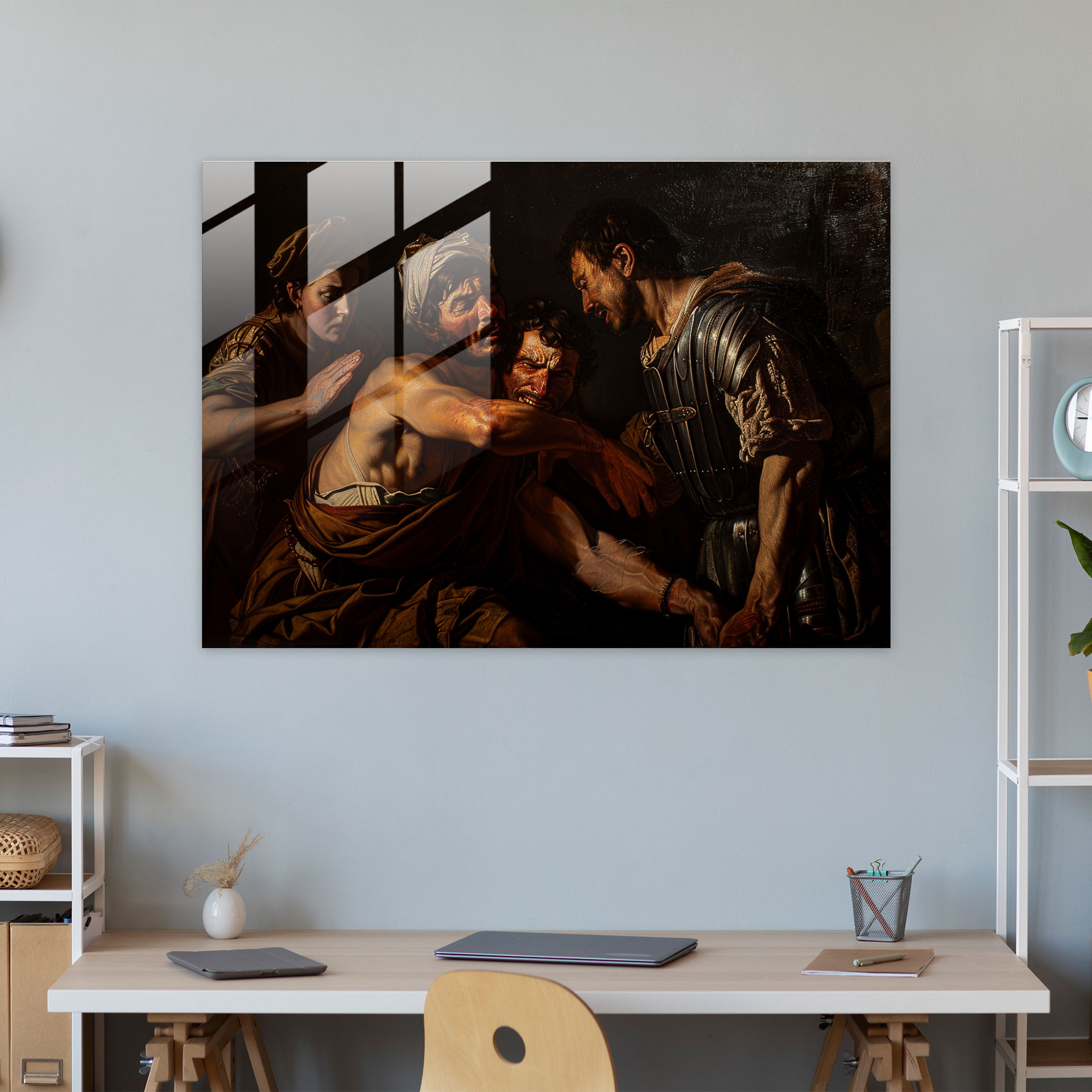 Caravaggio Tarzı Ev Dekorasyonu - Caravaggio Ev Dekorasyonu Cam Tablo Yoğun Sanat