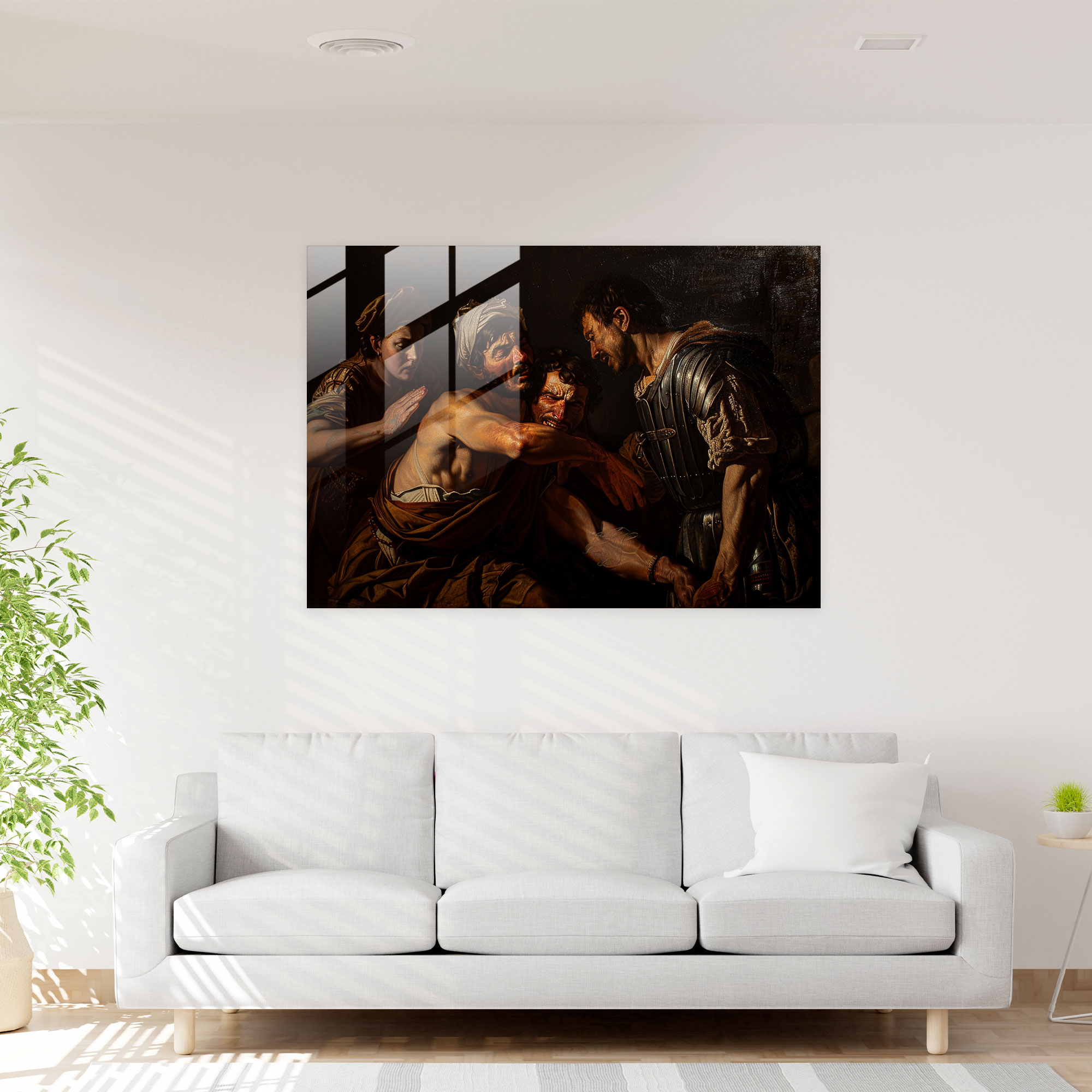 Caravaggio Tarzı Ev Dekorasyonu - Caravaggio Ev Dekorasyonu Cam Tablo Yoğun Sanat