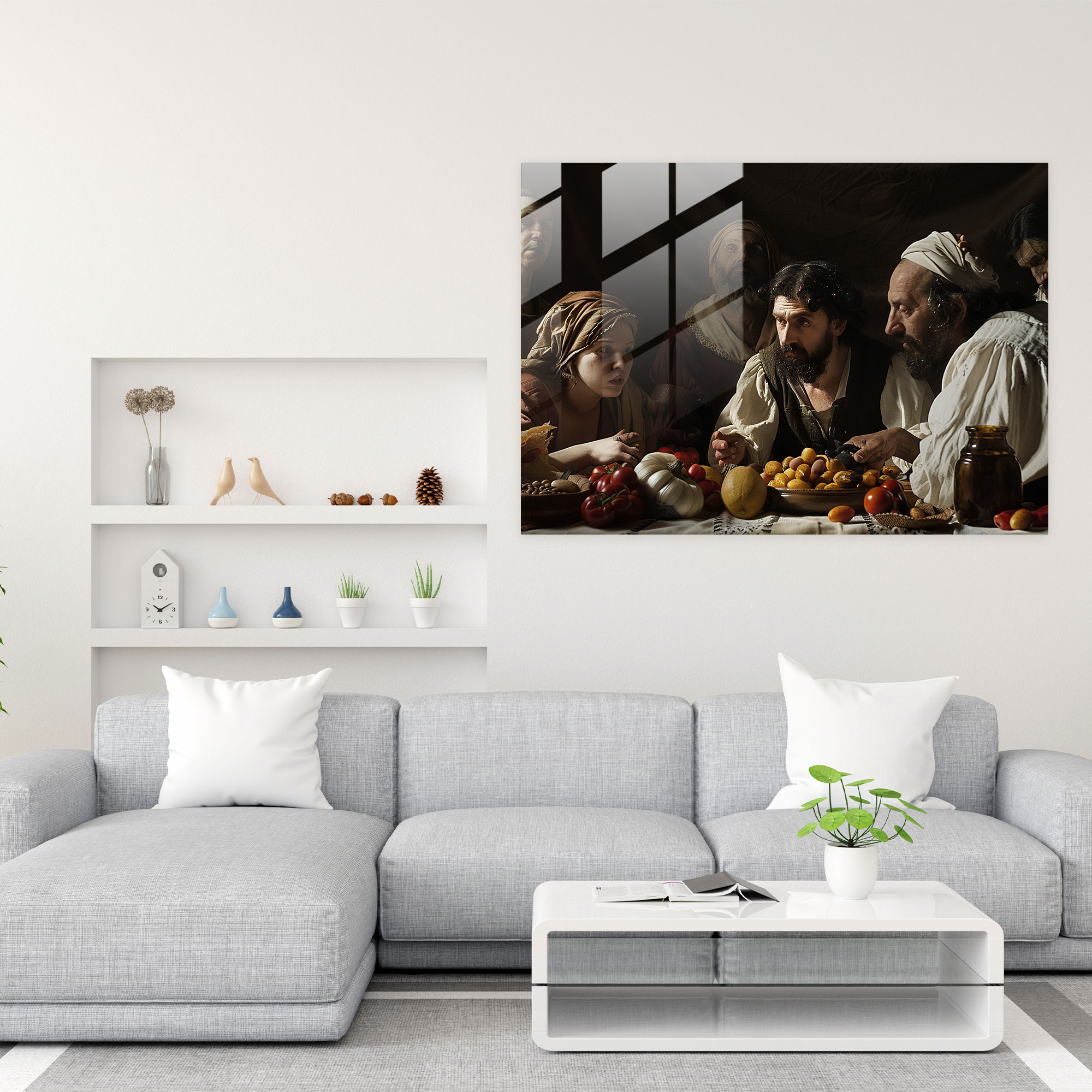 Caravaggio Tarzı Ev Dekorasyonu - Caravaggio Gerçekçi Sanat Cam Tablo Dramatik Aydınlatma