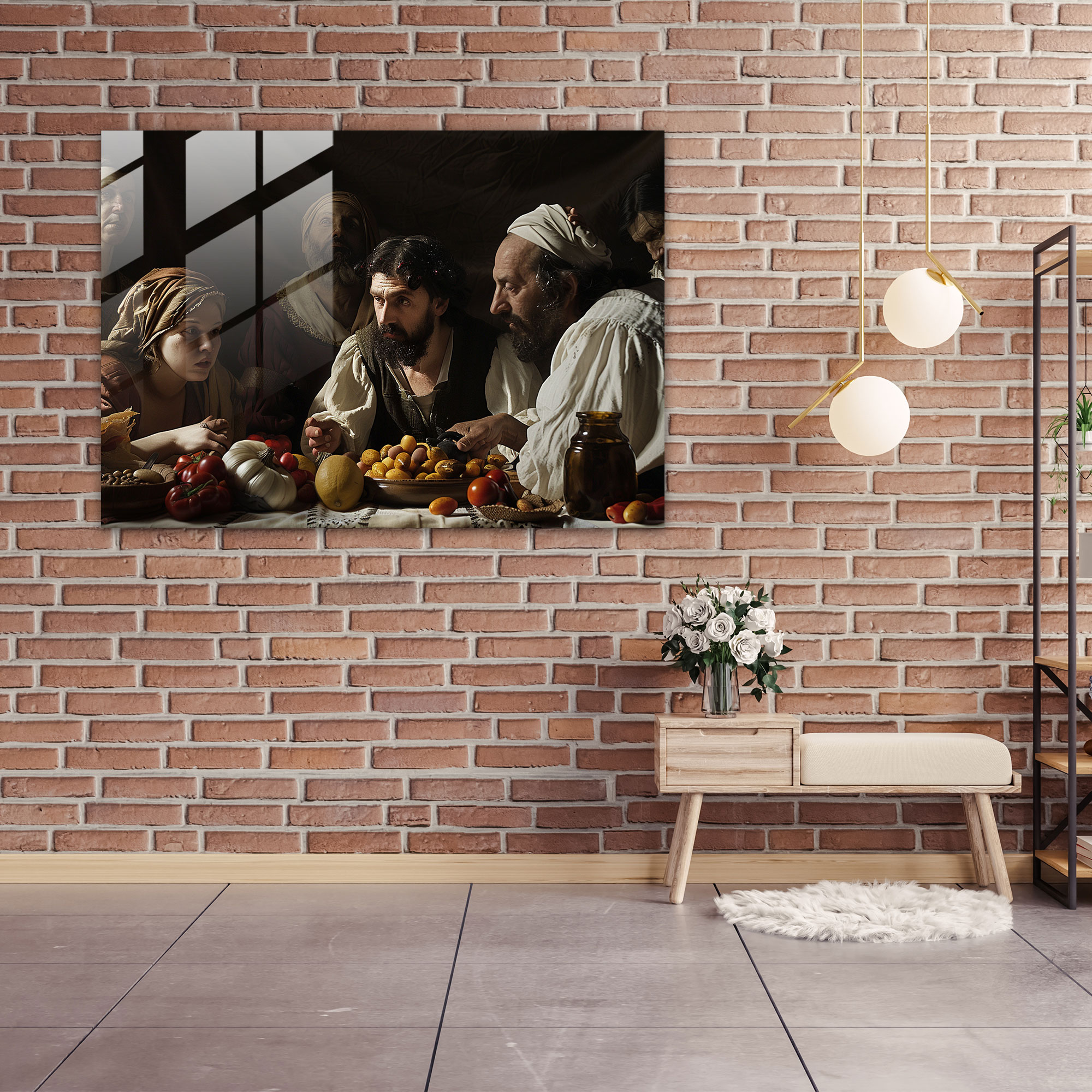 Caravaggio Tarzı Ev Dekorasyonu - Caravaggio Gerçekçi Sanat Cam Tablo Dramatik Aydınlatma