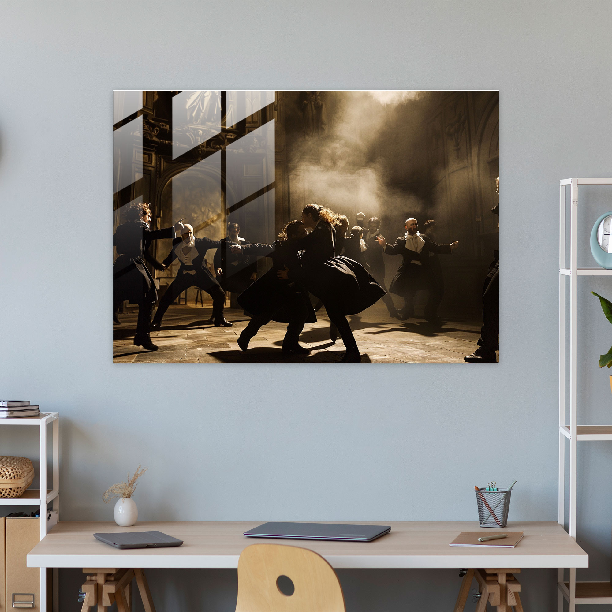 Caravaggio Tarzı Cam Sanatı - Cam Tablo Yoğunluk Dramatik Sahne