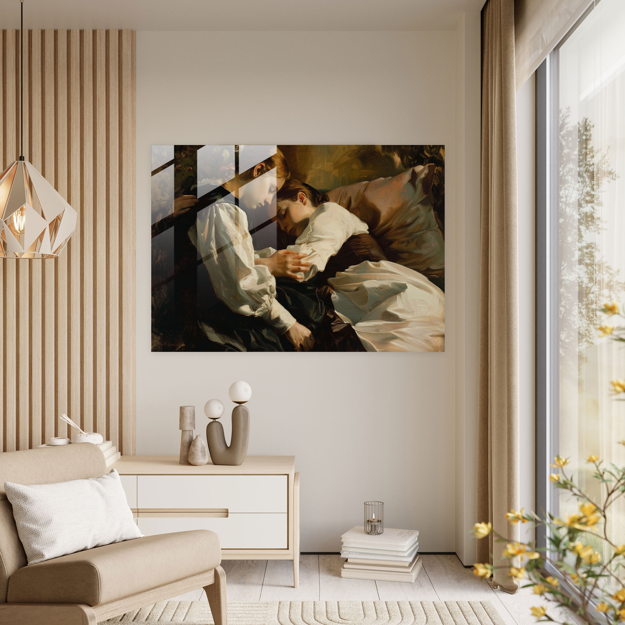 Caravaggio Tarzı Modern Sanat - Merhamet Yumuşak Sahne Hafif Gölge - Kanvas Tablo