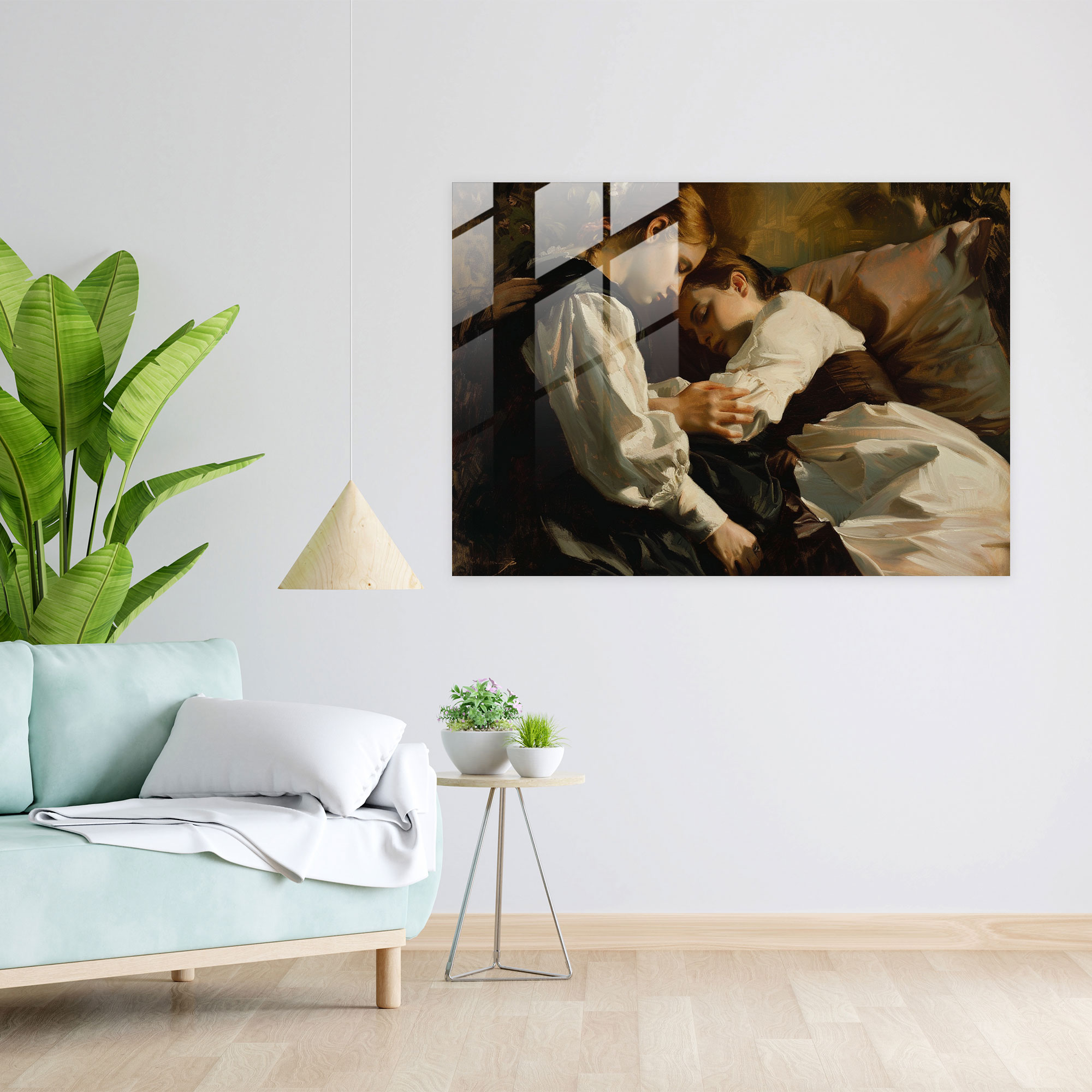 Caravaggio Tarzı Modern Sanat - Merhamet Yumuşak Sahne Hafif Gölge - Kanvas Tablo
