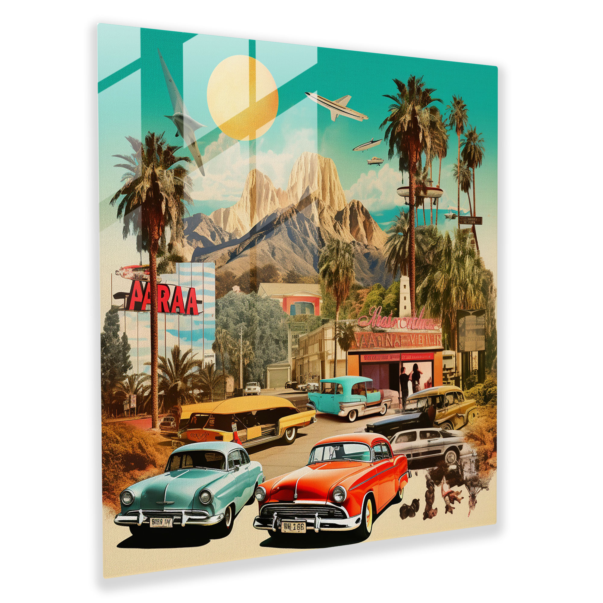 California Retro Koleksiyonu Cam Tablo Baskı