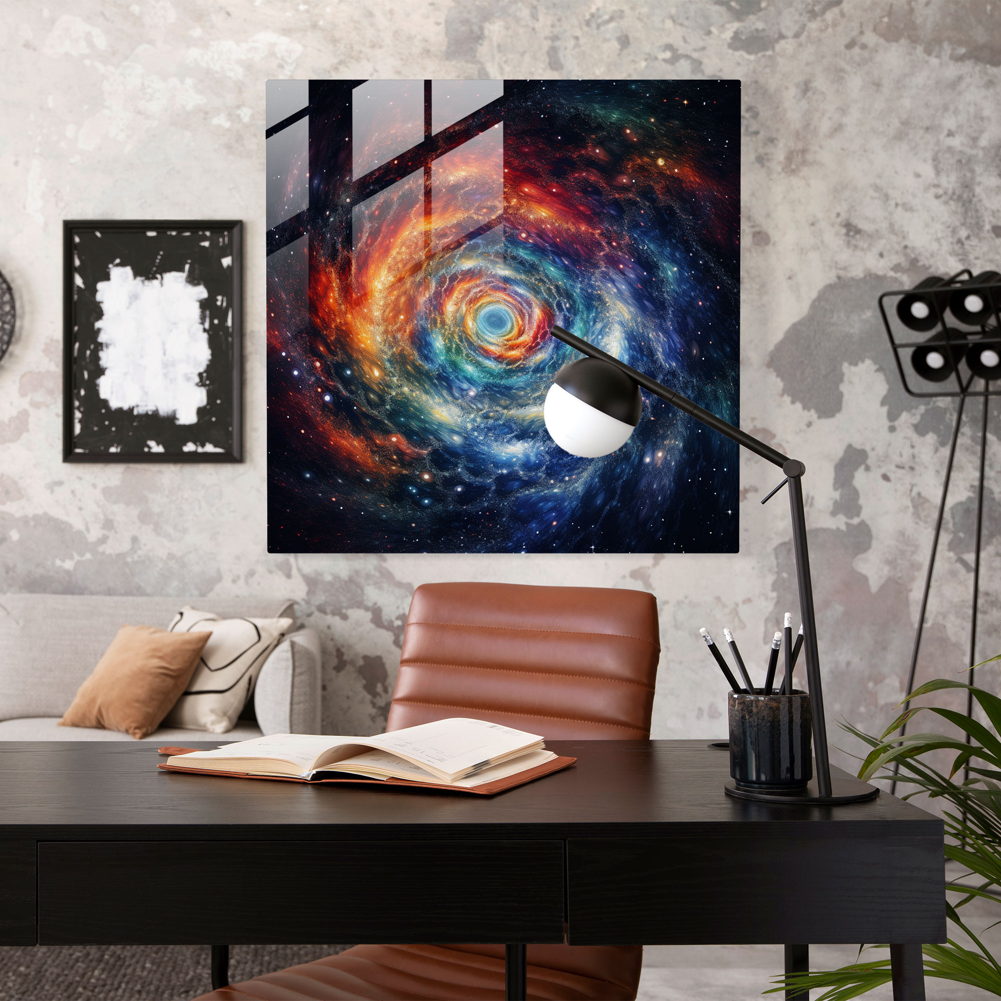Göz Kamaştıran Aurora Cam Tablo - Göksel Galaksi Cam Duvar Sanatı