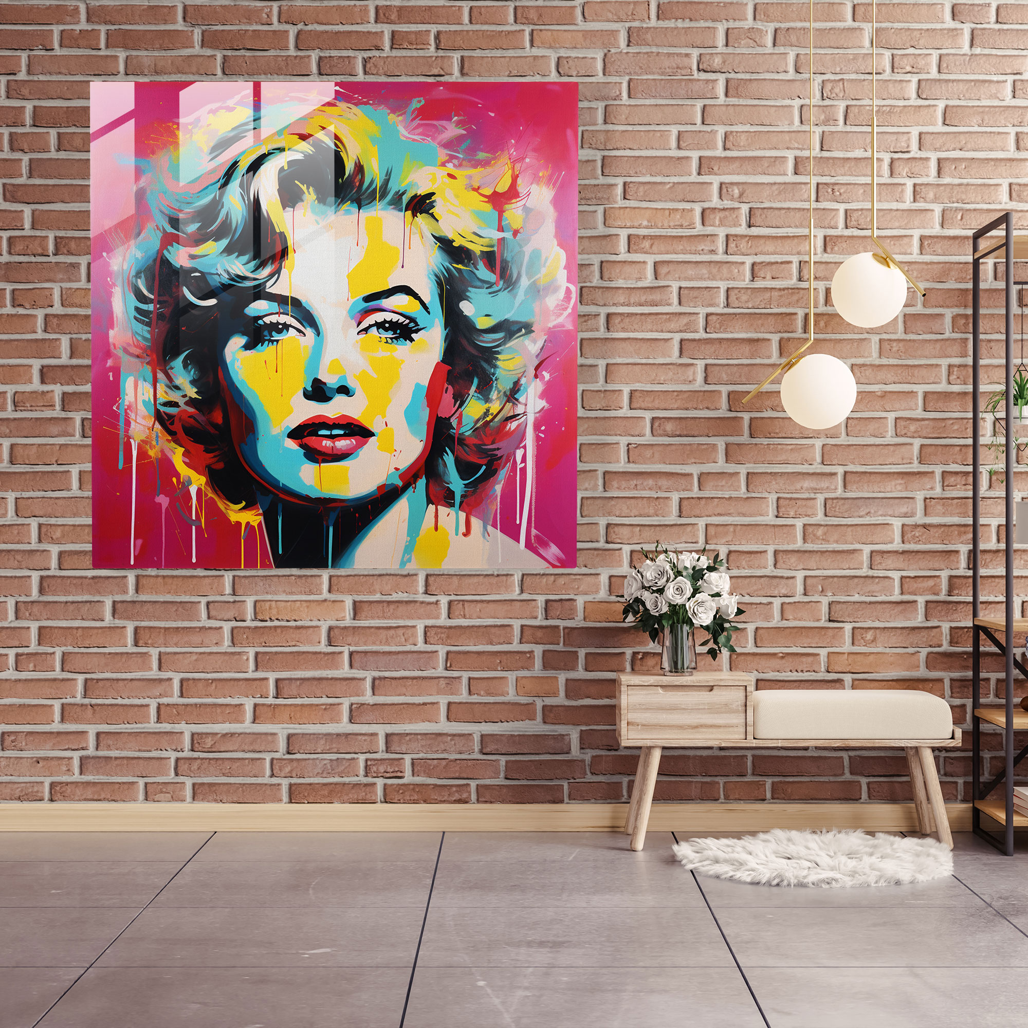 Canlı Pop Sanat Cam Tablo Ev Dekorasyonu