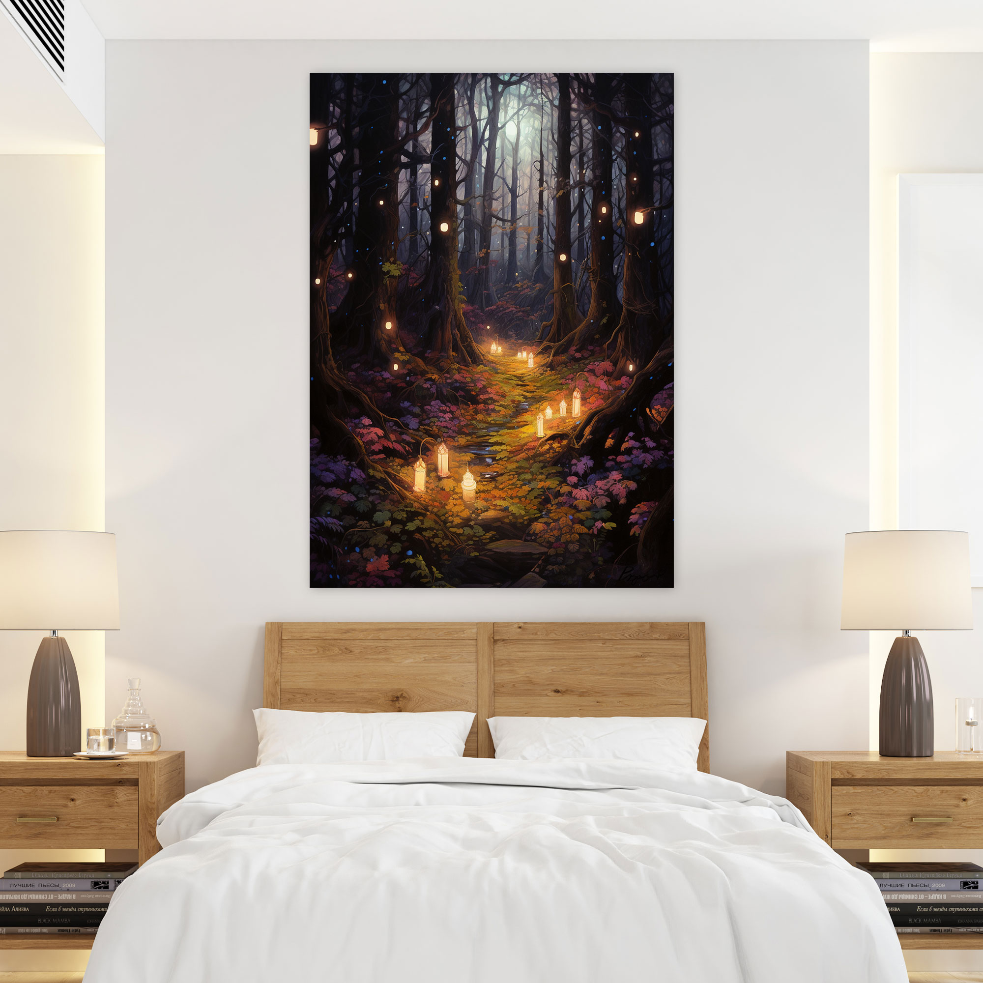 Candle Wall Art - Serene Forest Watercolor Canvas Print - Candle, Candle Wall Art, Serene Forest Watercolor Canvas Print, Wall Decoration
