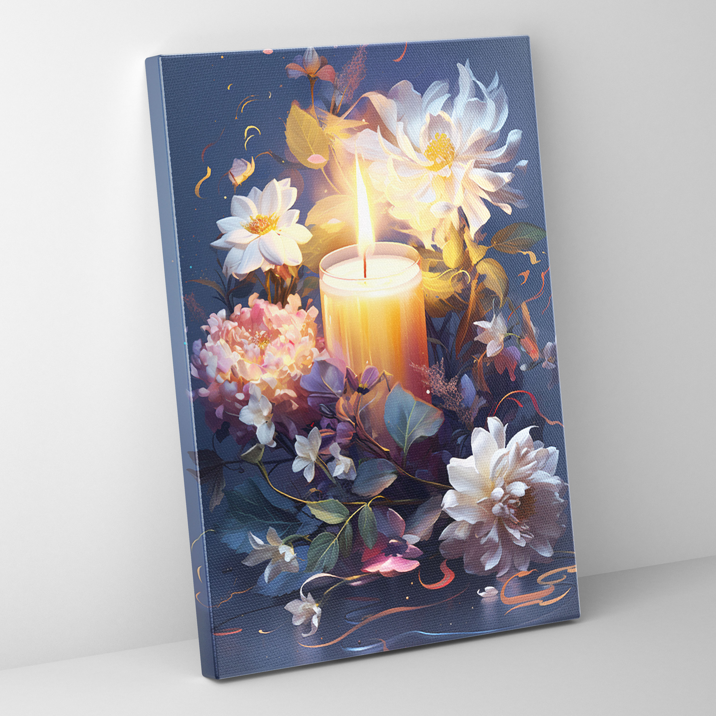 Candle Canvas Print - Modern Floral Wall Art - Candle, Canvas, Modern Floral Wall Art, Wall Decoration