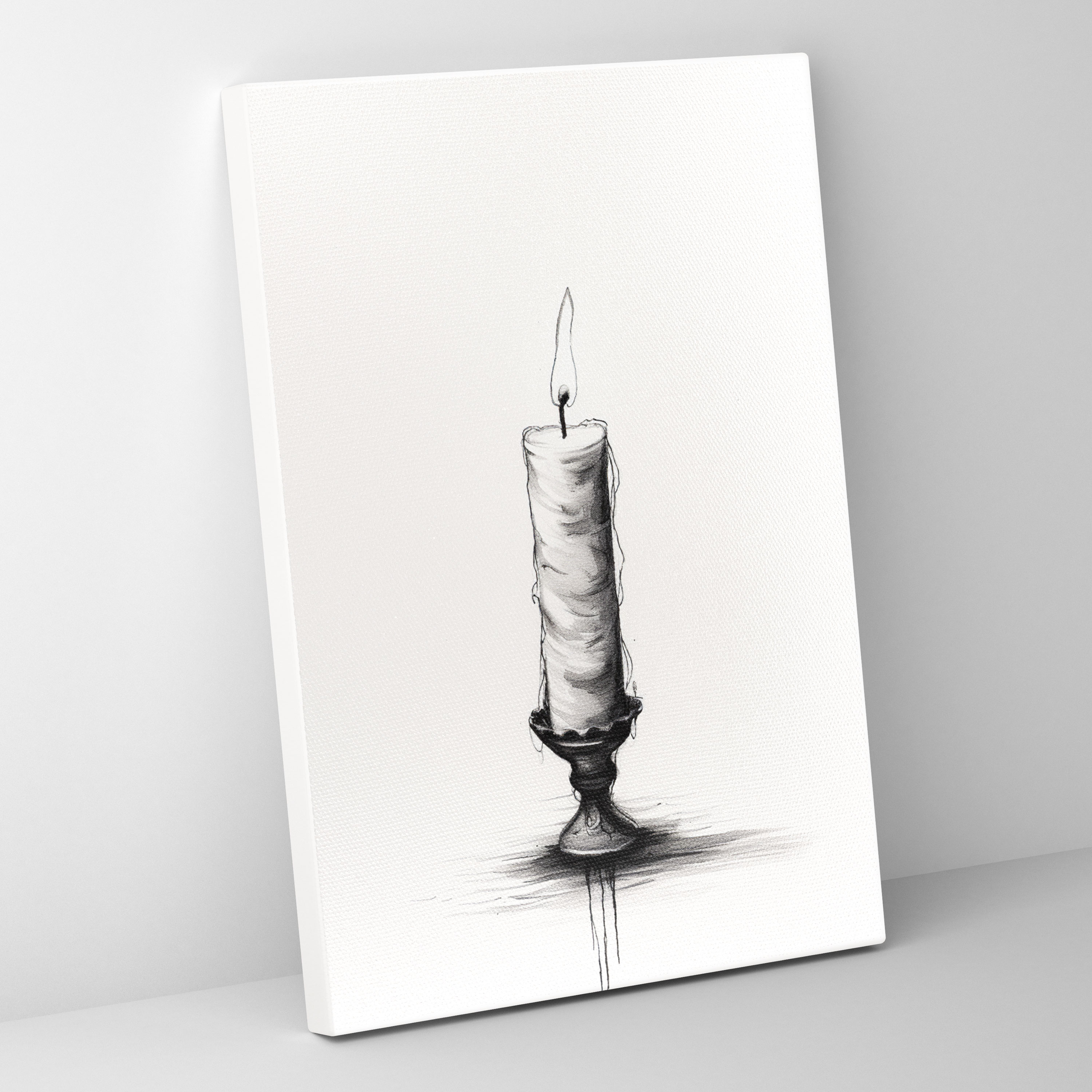 Candle Wall Art - Minimalist Black And White Canvas Print - Candle, Candle Wall Art, Canvas Wall Art, Canvas