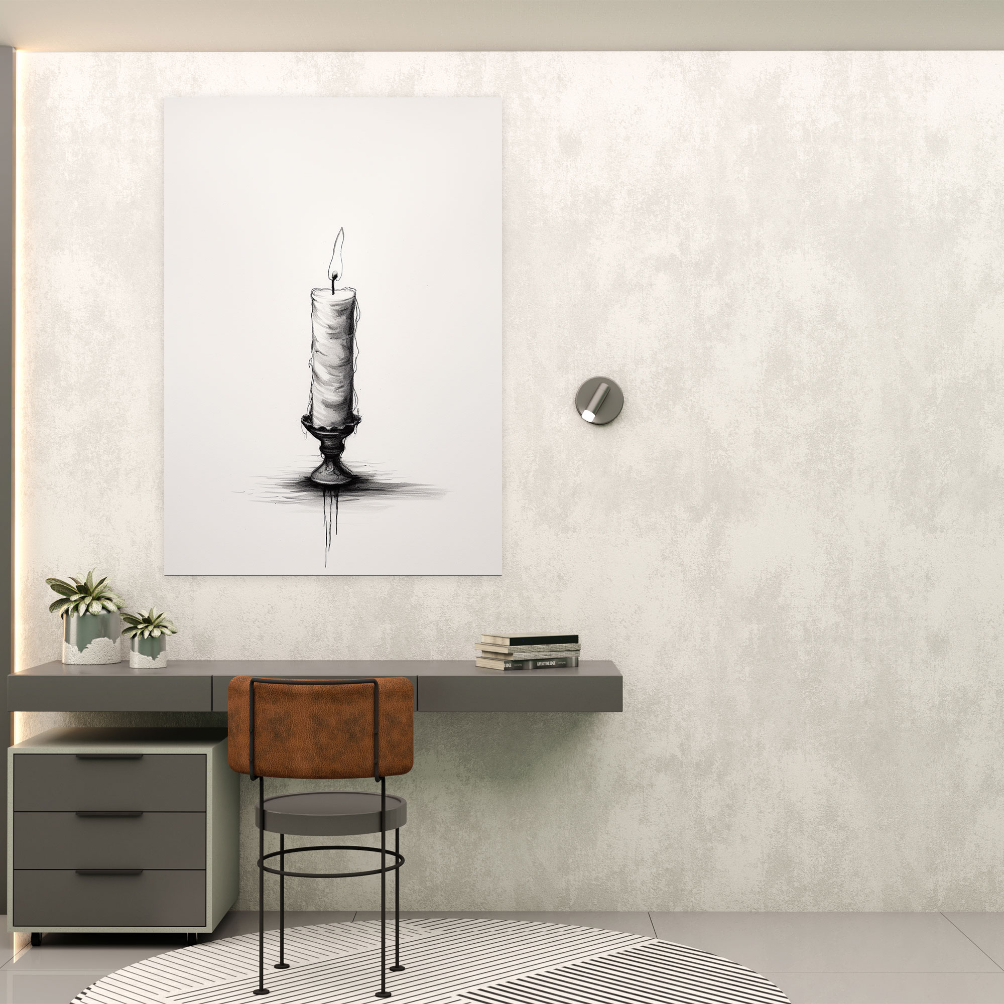 Candle Wall Art - Minimalist Black And White Canvas Print - Candle, Candle Wall Art, Canvas Wall Art, Canvas