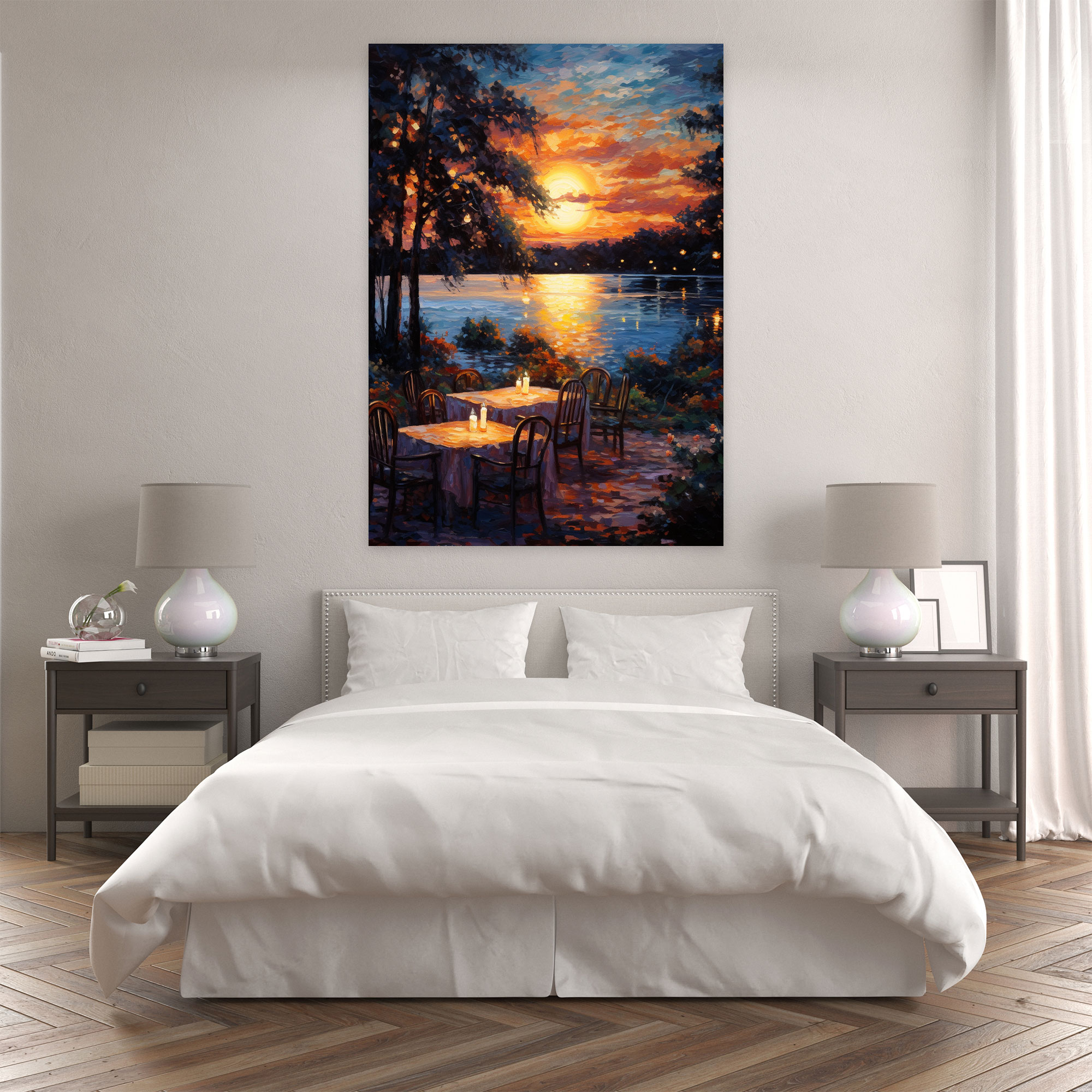 Candle Wall Art - Impressionist Lake Dinner Canvas Print - Candle, Home Decoration, Wall Decoration, Canvas