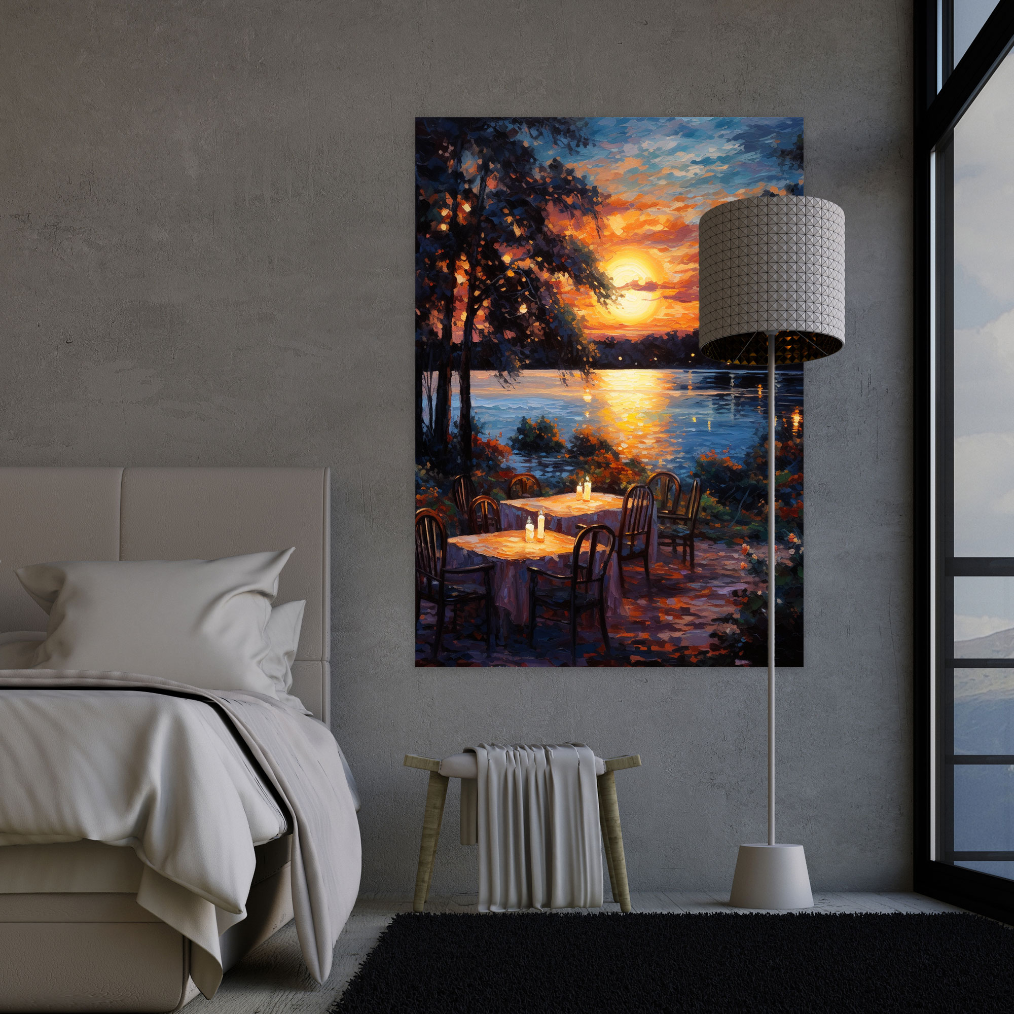 Candle Wall Art - Impressionist Lake Dinner Canvas Print - Candle, Home Decoration, Wall Decoration, Canvas