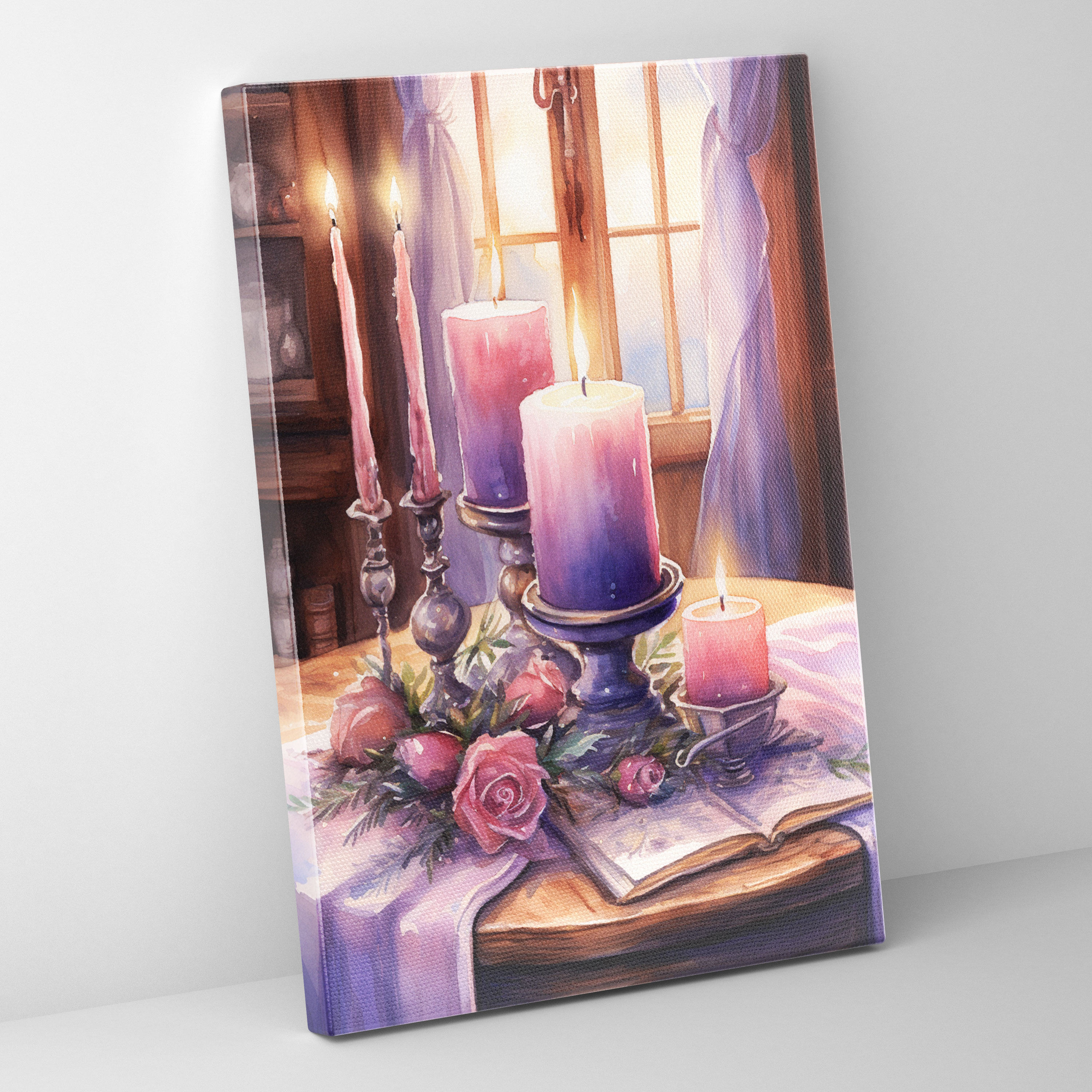 Candle Wall Art - Romantic Watercolor Canvas Print - Candle, Home Decoration, Romantic Watercolor Canvas Print, Candle Wall Art