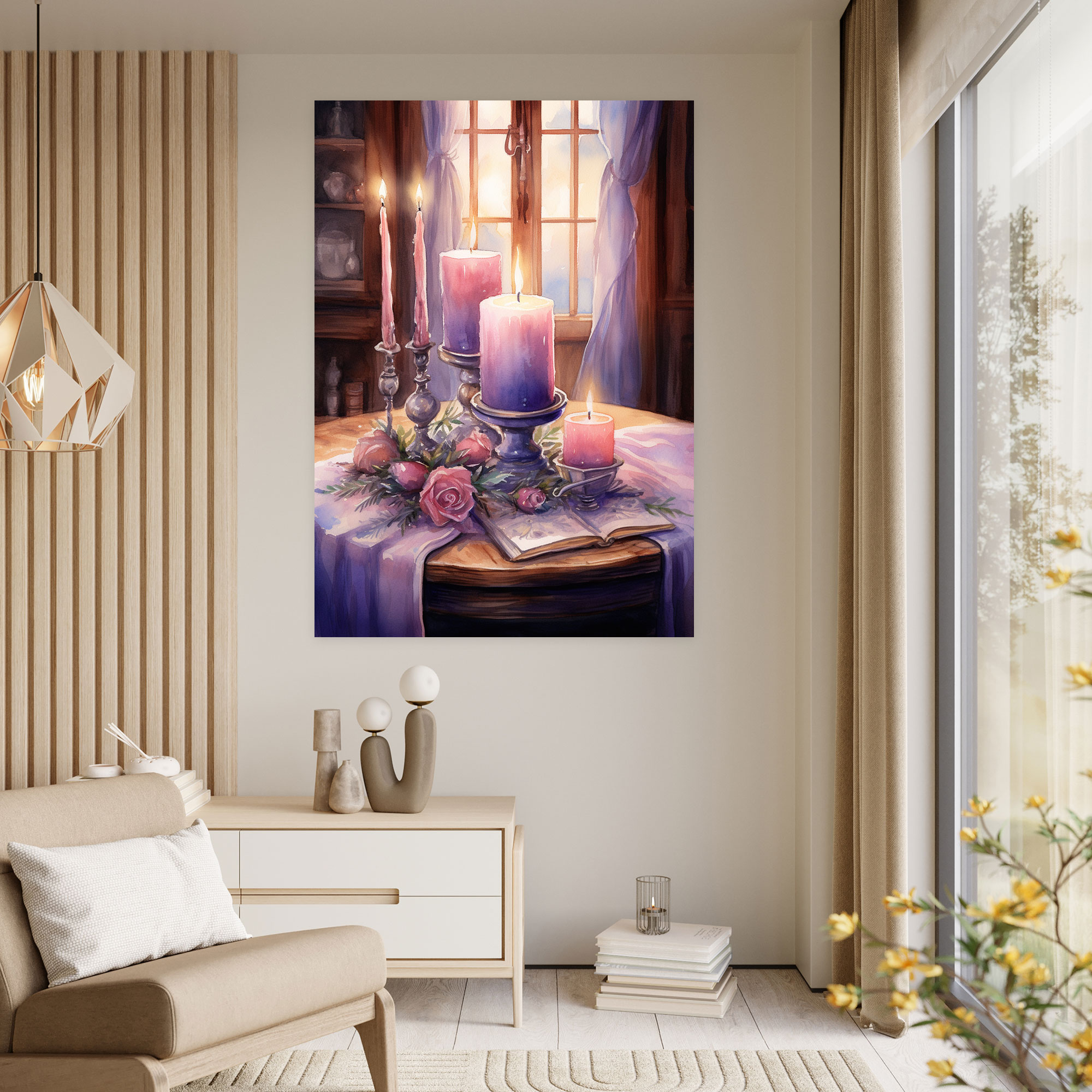 Candle Wall Art - Romantic Watercolor Canvas Print - Candle, Home Decoration, Romantic Watercolor Canvas Print, Candle Wall Art