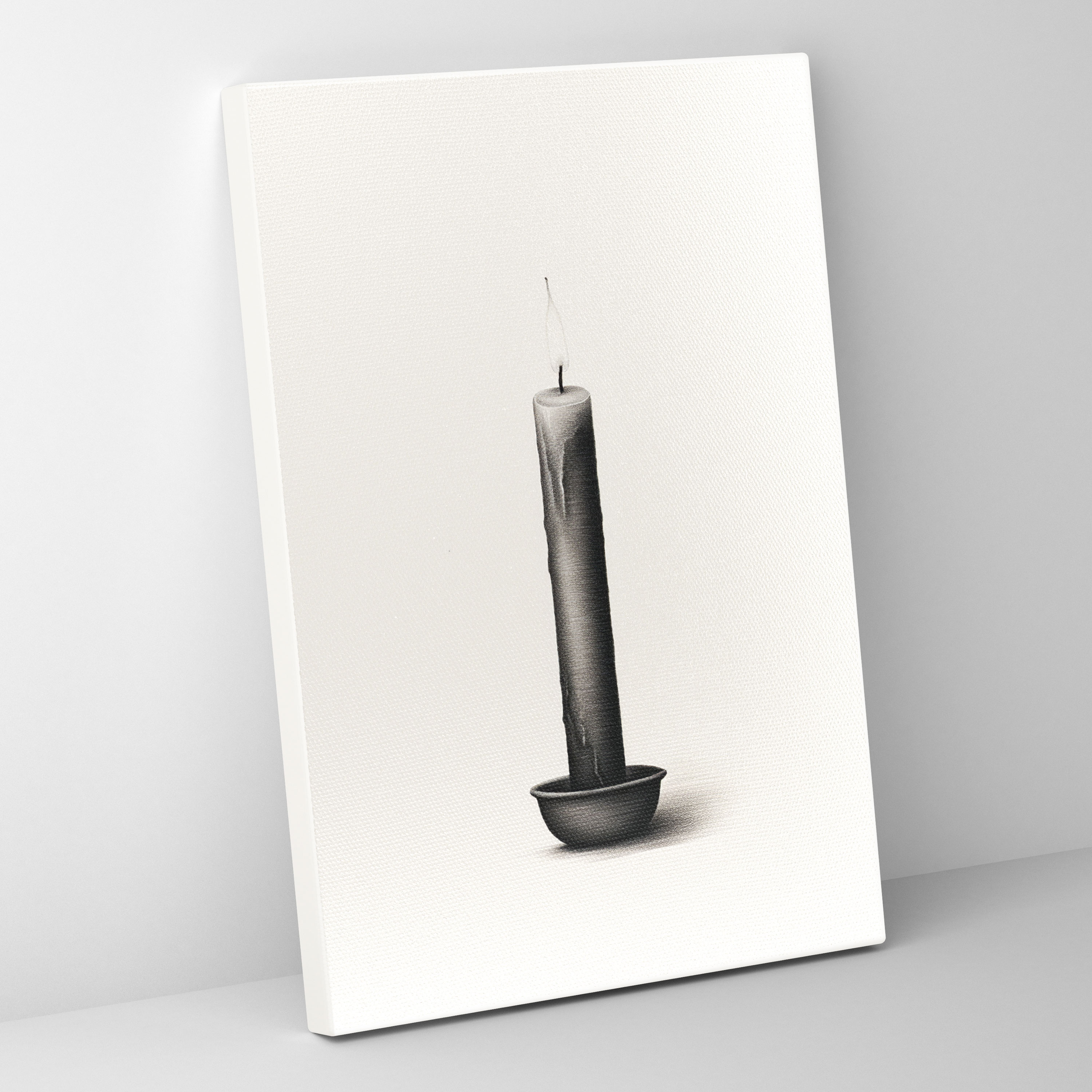 Candle Canvas Print - Minimalist Black And White Wall Art - Candle, Contemporary Decor, Candle Canvas Print, Elegant Design