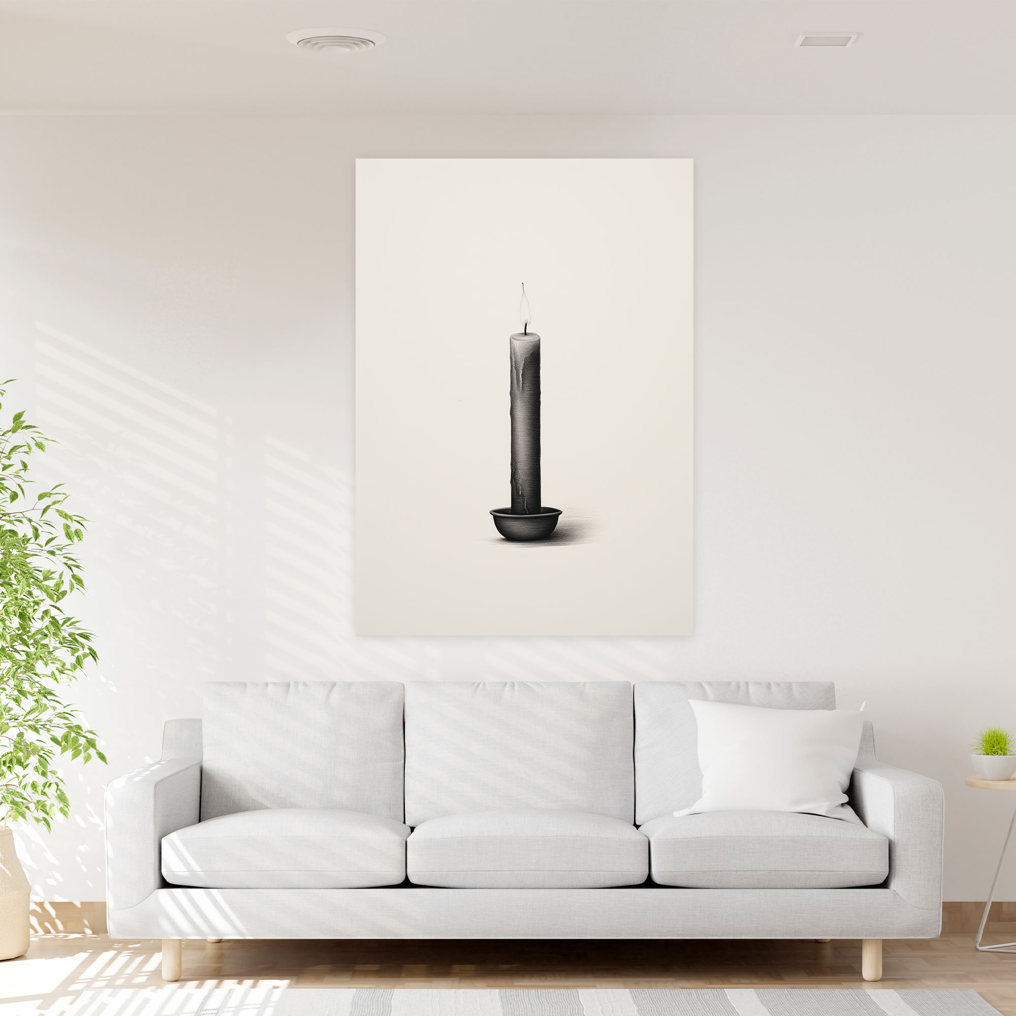 Candle Canvas Print - Minimalist Black And White Wall Art - Candle, Contemporary Decor, Candle Canvas Print, Elegant Design