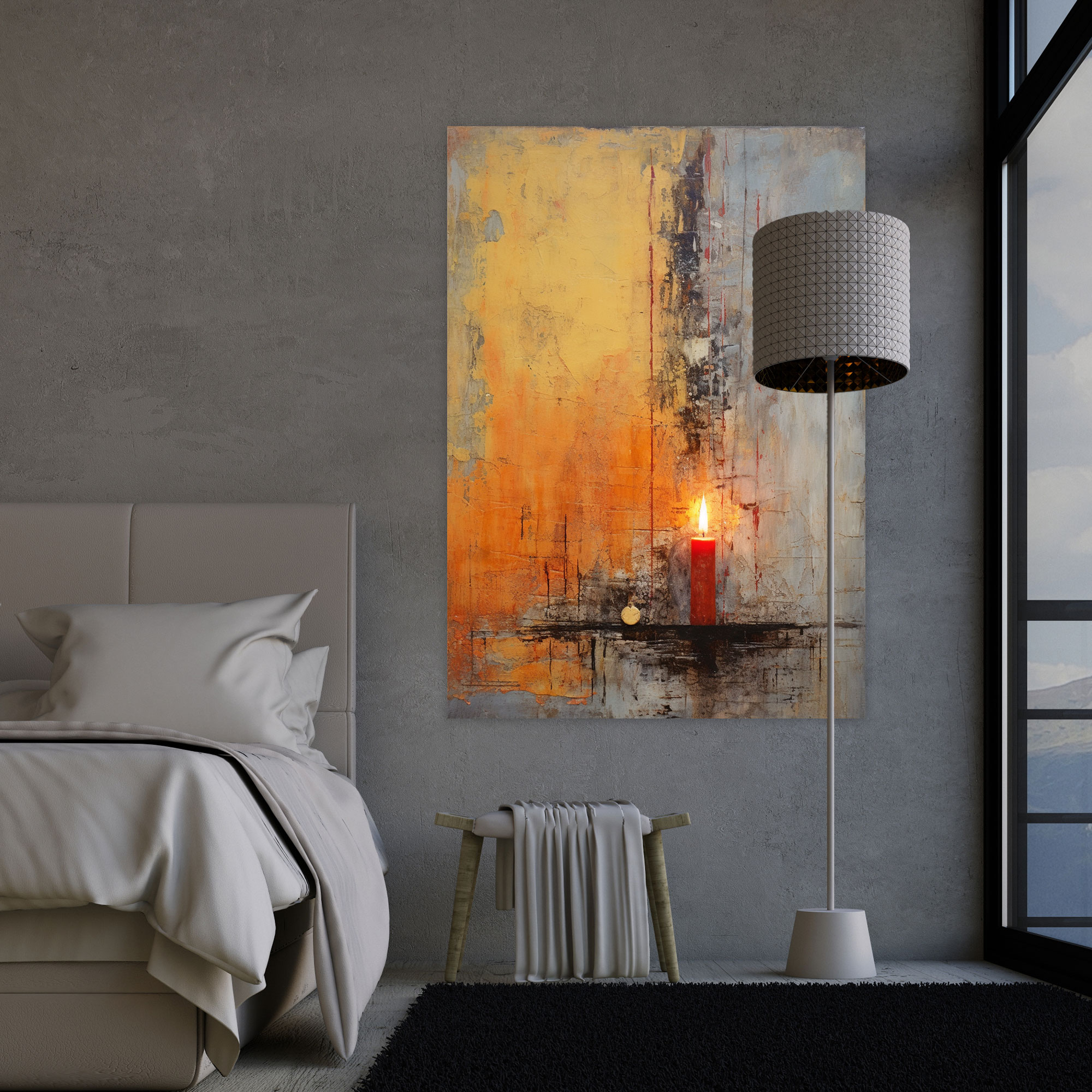 Candle Canvas Print - Abstract Mixed Media Wall Art - Candle, Candle Canvas Print, Mixed Media Wall Decoration, Eternal Flame
