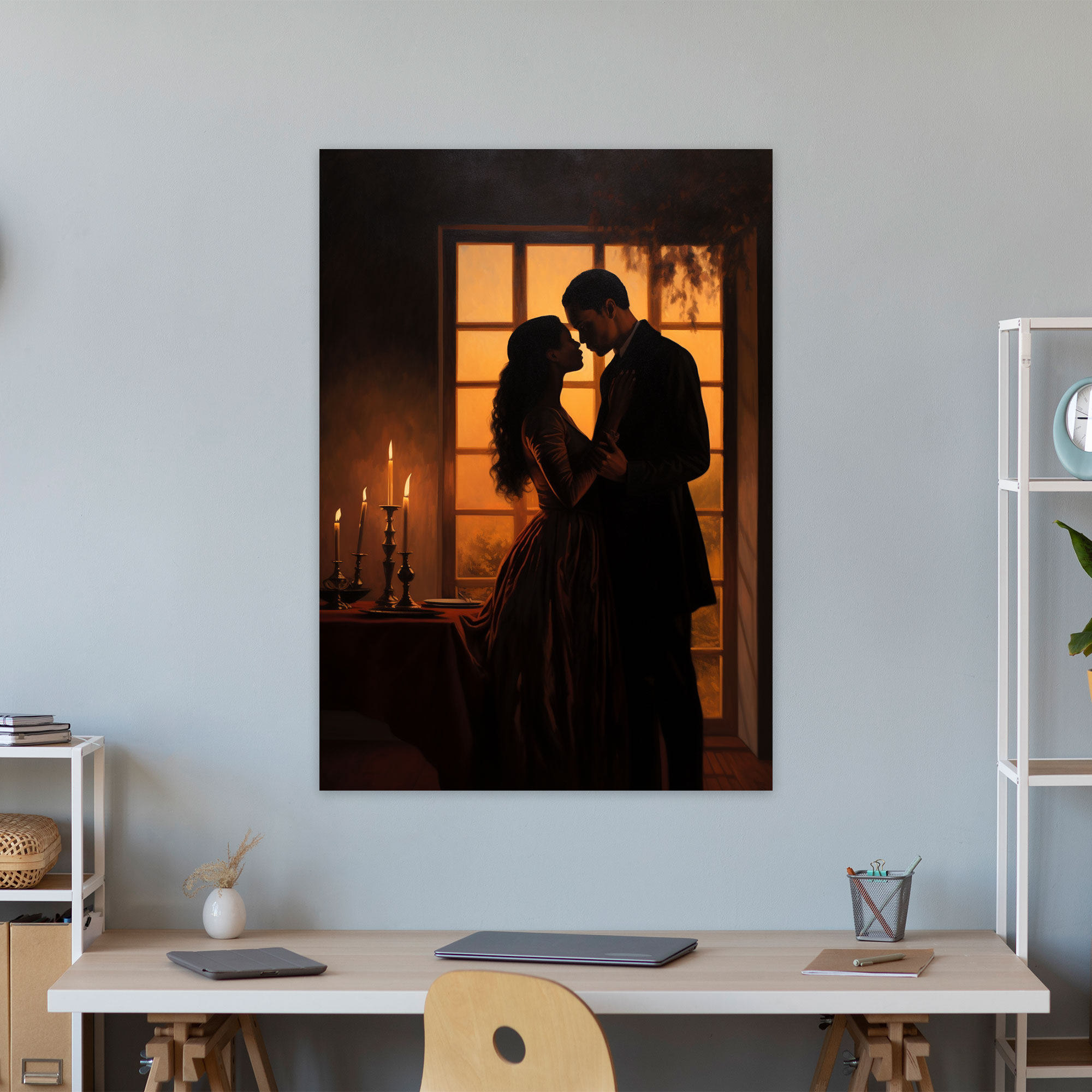 Candle Canvas Print - Romantic Oil Painting Wall Art - Candle, Romantic Ambiance, Canvas Wall Art, Passion And Tenderness