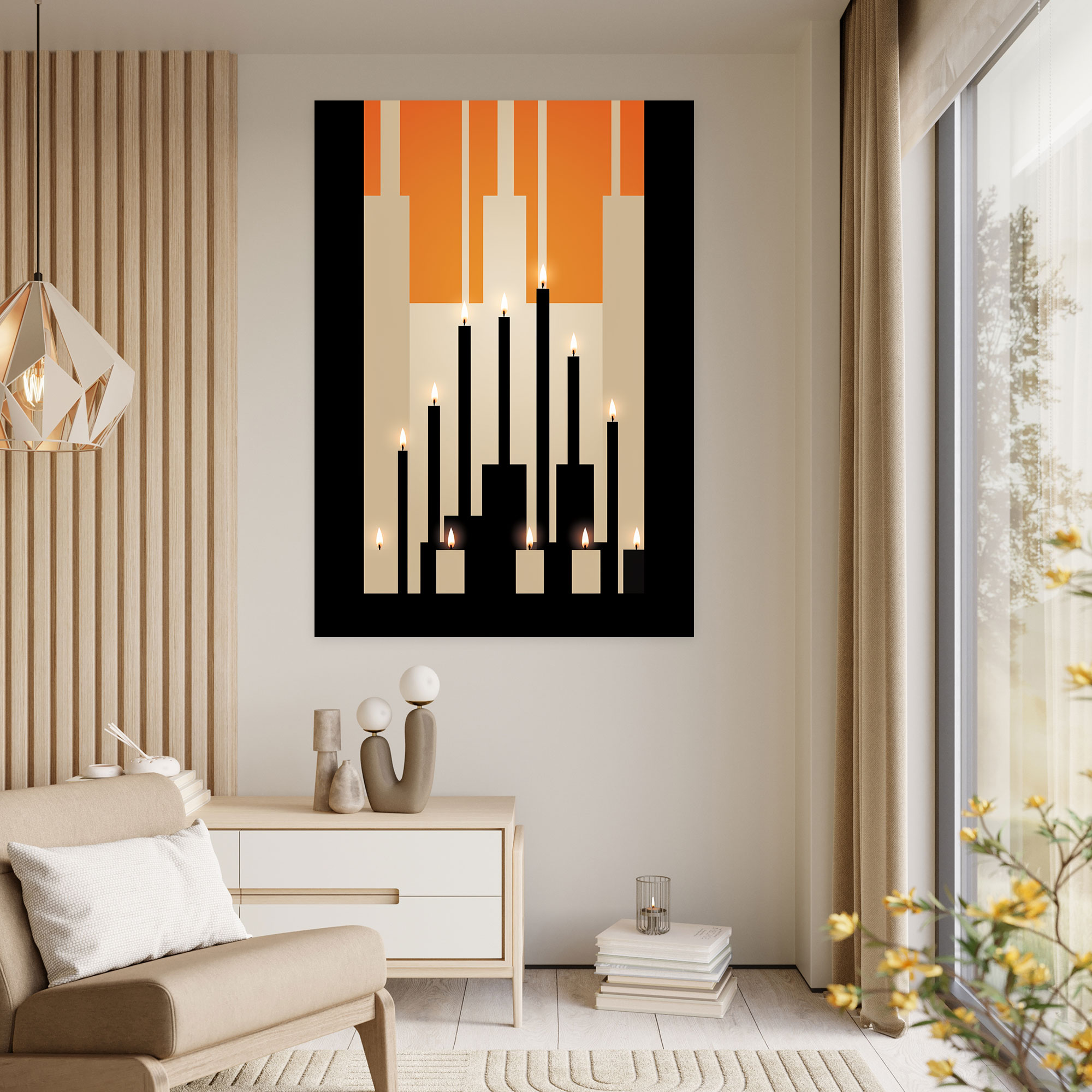 Candle Canvas Print - Modern Geometric Wall Art - Candle, Elegance And Sophistication, High Quality Canvas Print, Home Decoration