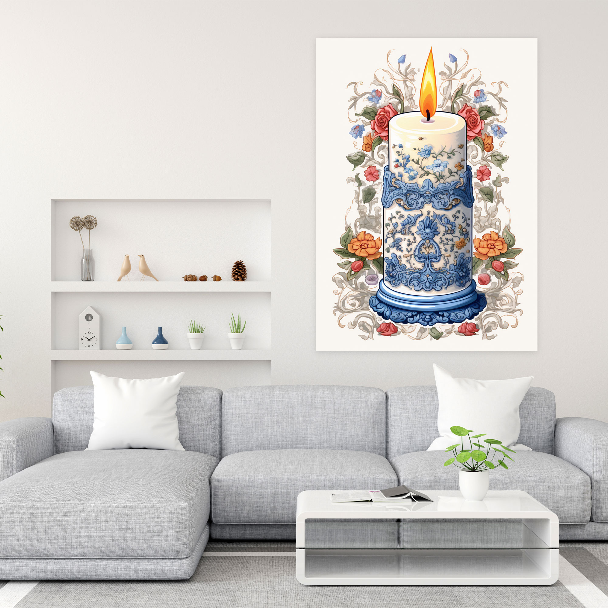 Candle Canvas Print - Vintage-Inspired Illustration Wall Art - Candle, Canvas Wall Art, Vintage Wall Art, Candle Canvas Print