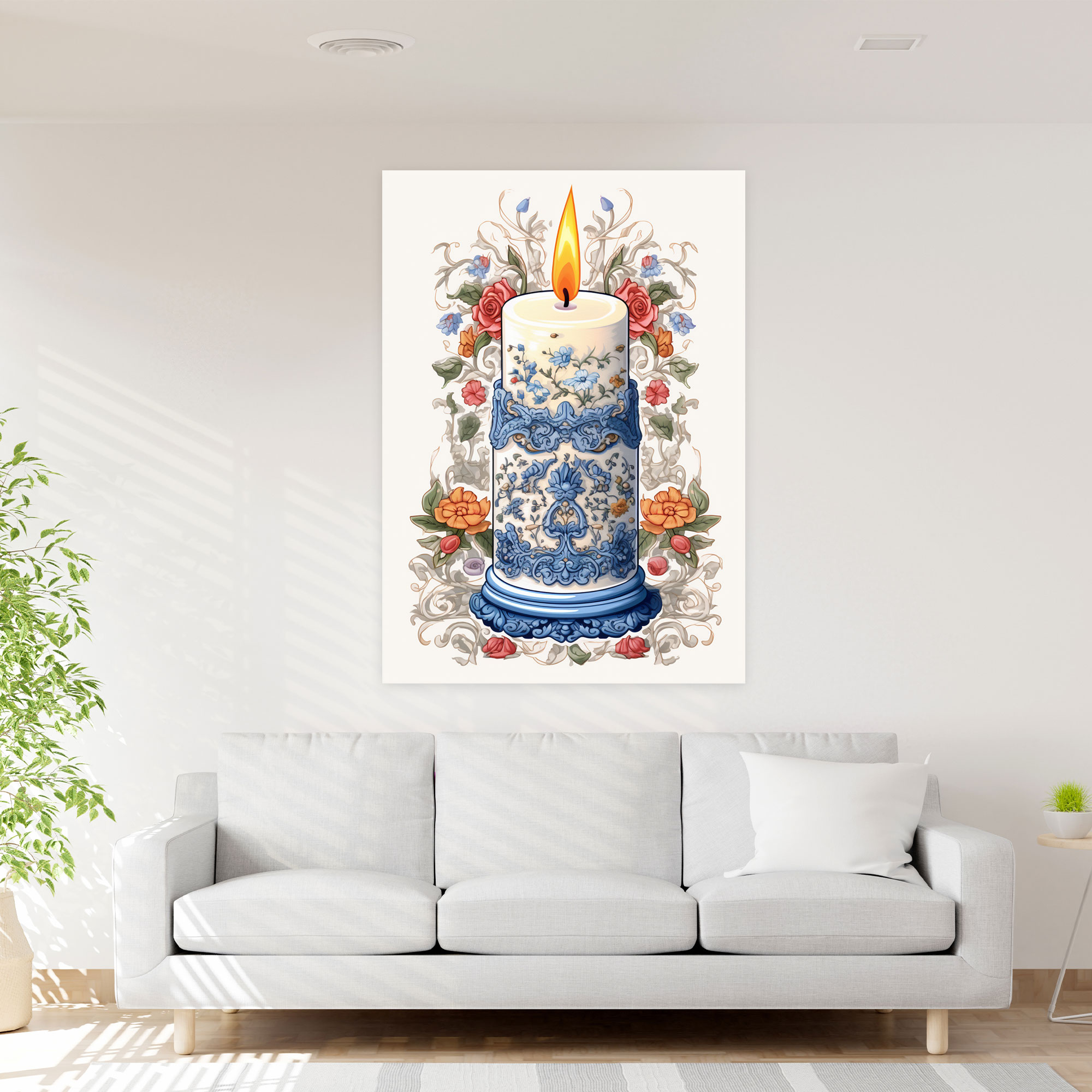 Candle Canvas Print - Vintage-Inspired Illustration Wall Art - Candle, Canvas Wall Art, Vintage Wall Art, Candle Canvas Print