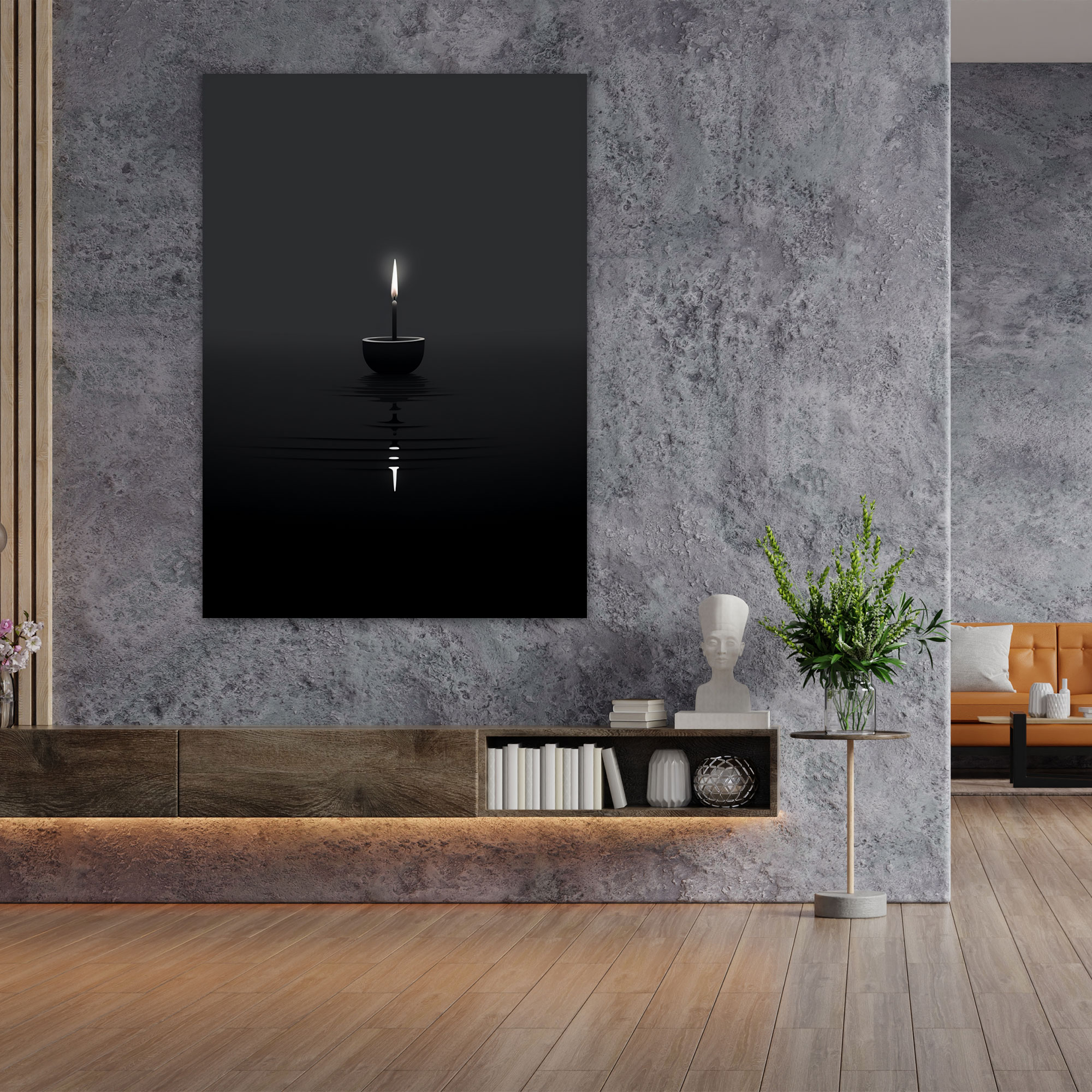 Minimalist Candle Wall Art - Candle, Wall Decoration, Serene, Canvas Wall Art