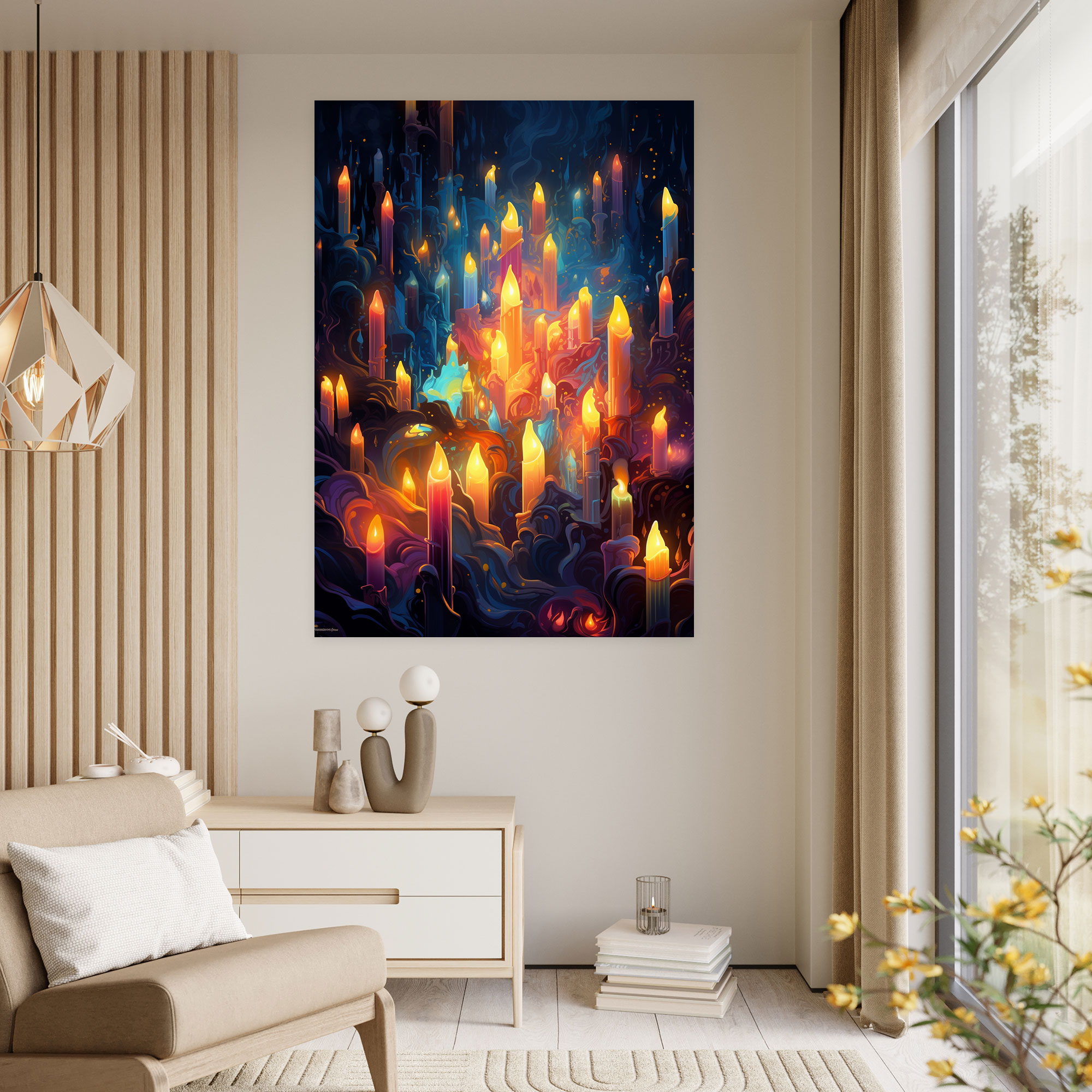 Colorful Candle Canvas Print - Candle, Wall Art, Digital Painting, Candle