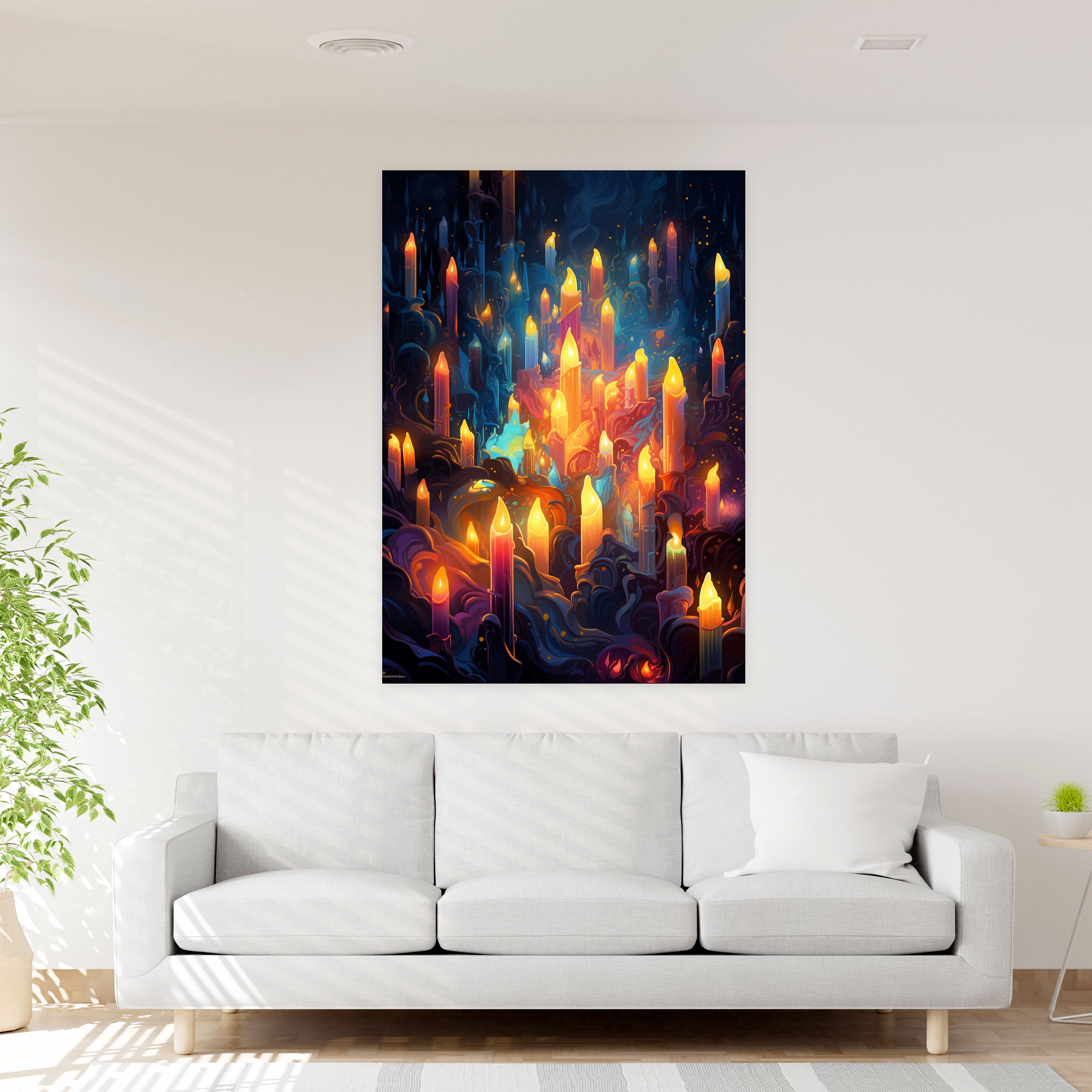 Colorful Candle Canvas Print - Candle, Wall Art, Digital Painting, Candle