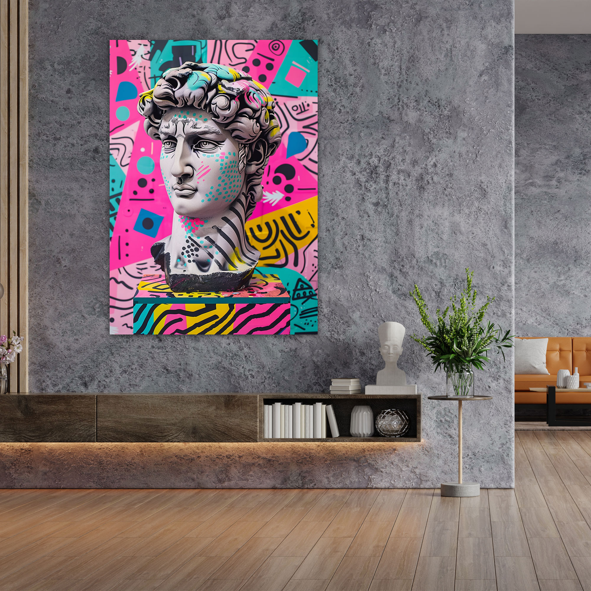 Vibrant Greek Sculpture Canvas Print - Classicism And Popart, Canvas, Canvas Print, Wall Decoration