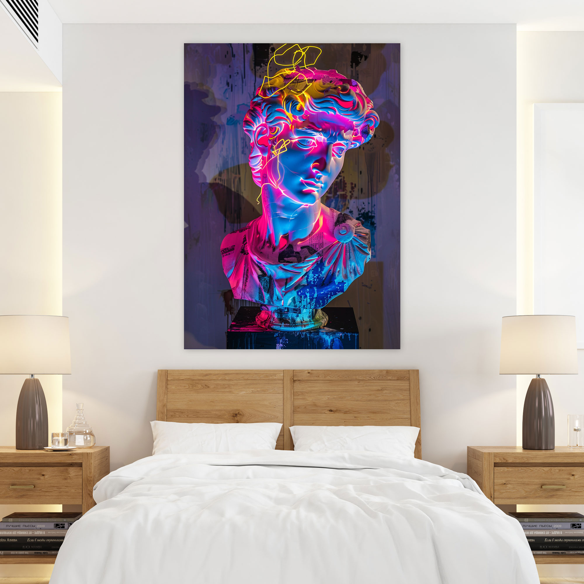 Baroque Neon Pop Art Canvas Print - Classicism And Popart, Home Decoration, Canvas Print, Wall Decoration