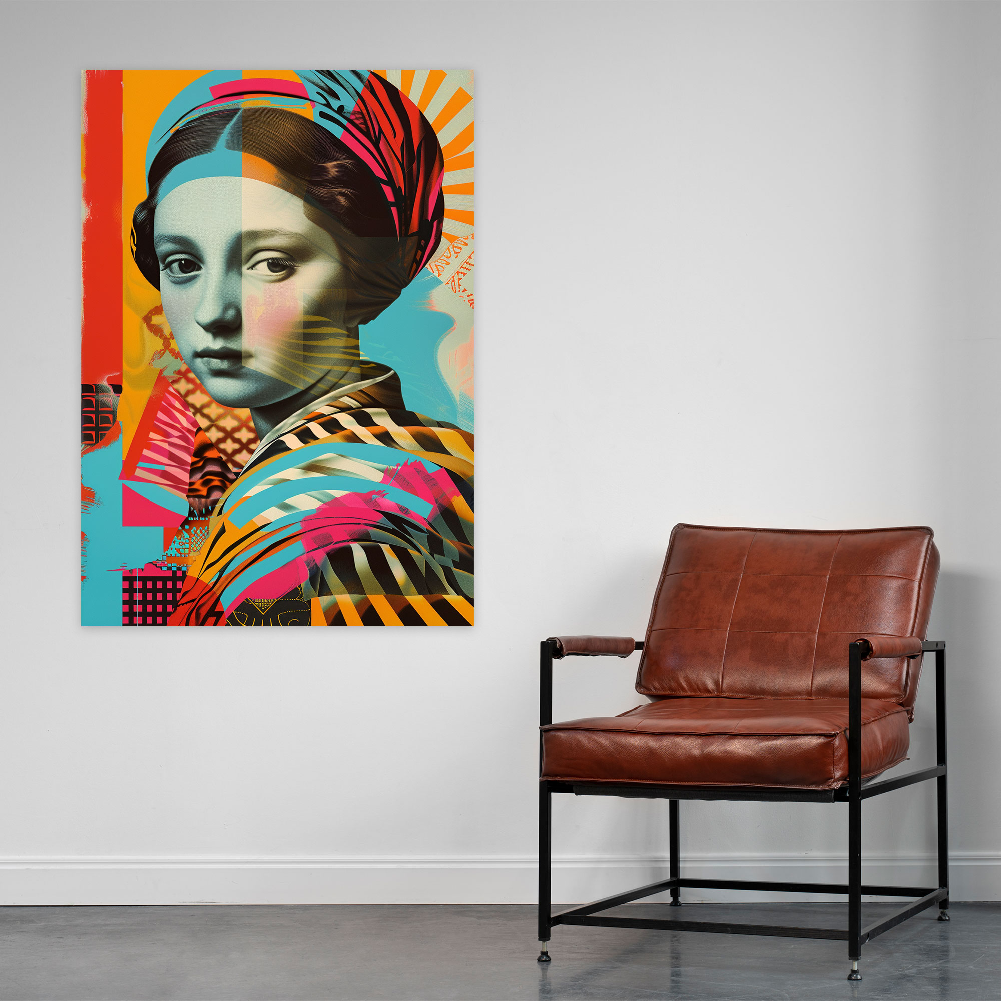 Geometric Renaissance Portrait Wall Art - Classicism And Popart, Home Decoration, Canvas Wall Art, Classicism With Pop Art
